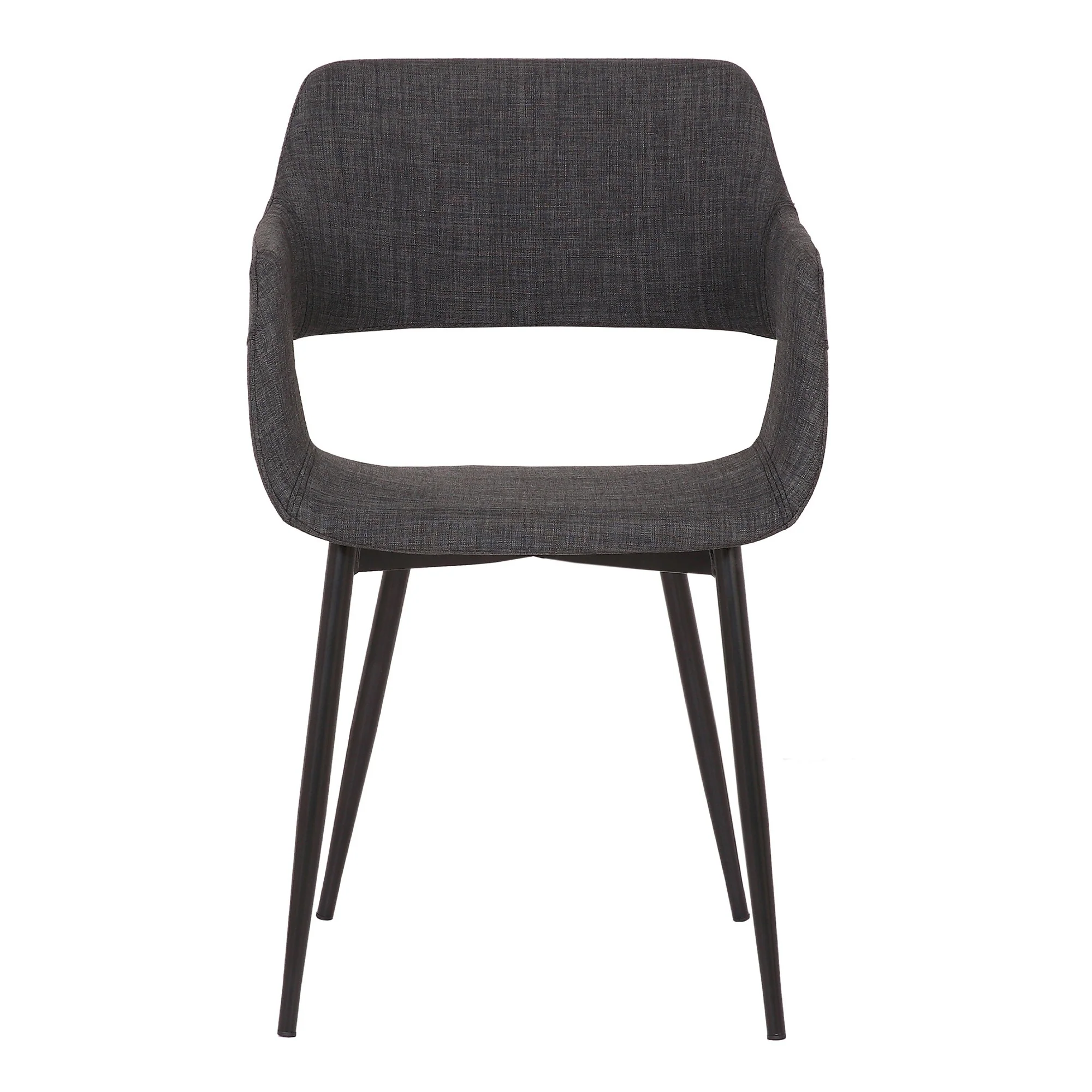Fabric Upholstered Accent Chair with Wide Open Lower Back Design, Gray By Benzara - Image 2