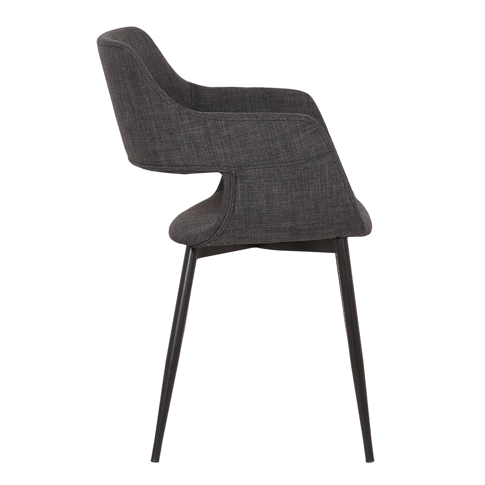 Fabric Upholstered Accent Chair with Wide Open Lower Back Design, Gray By Benzara - Image 3