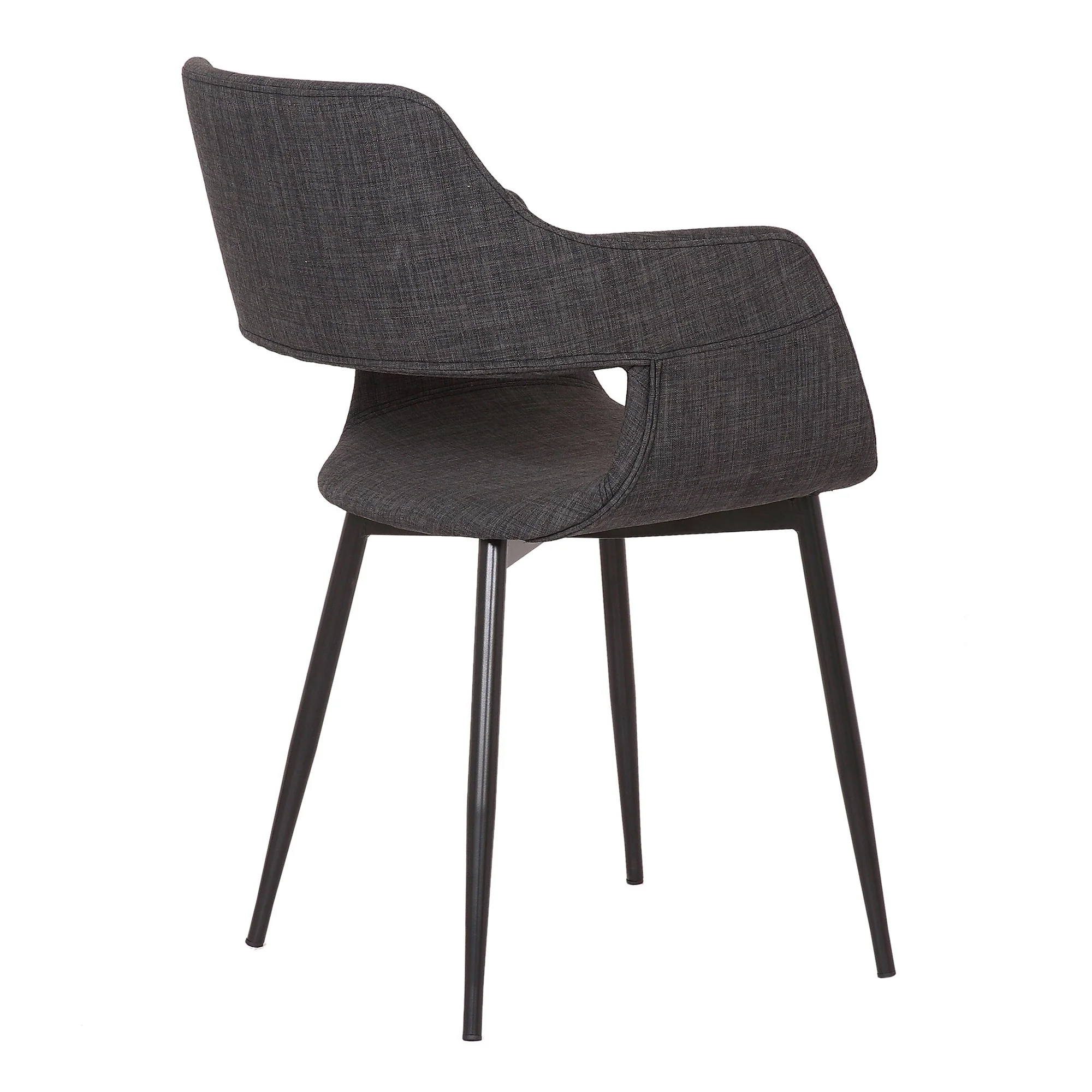 Fabric Upholstered Accent Chair with Wide Open Lower Back Design, Gray By Benzara - Image 4