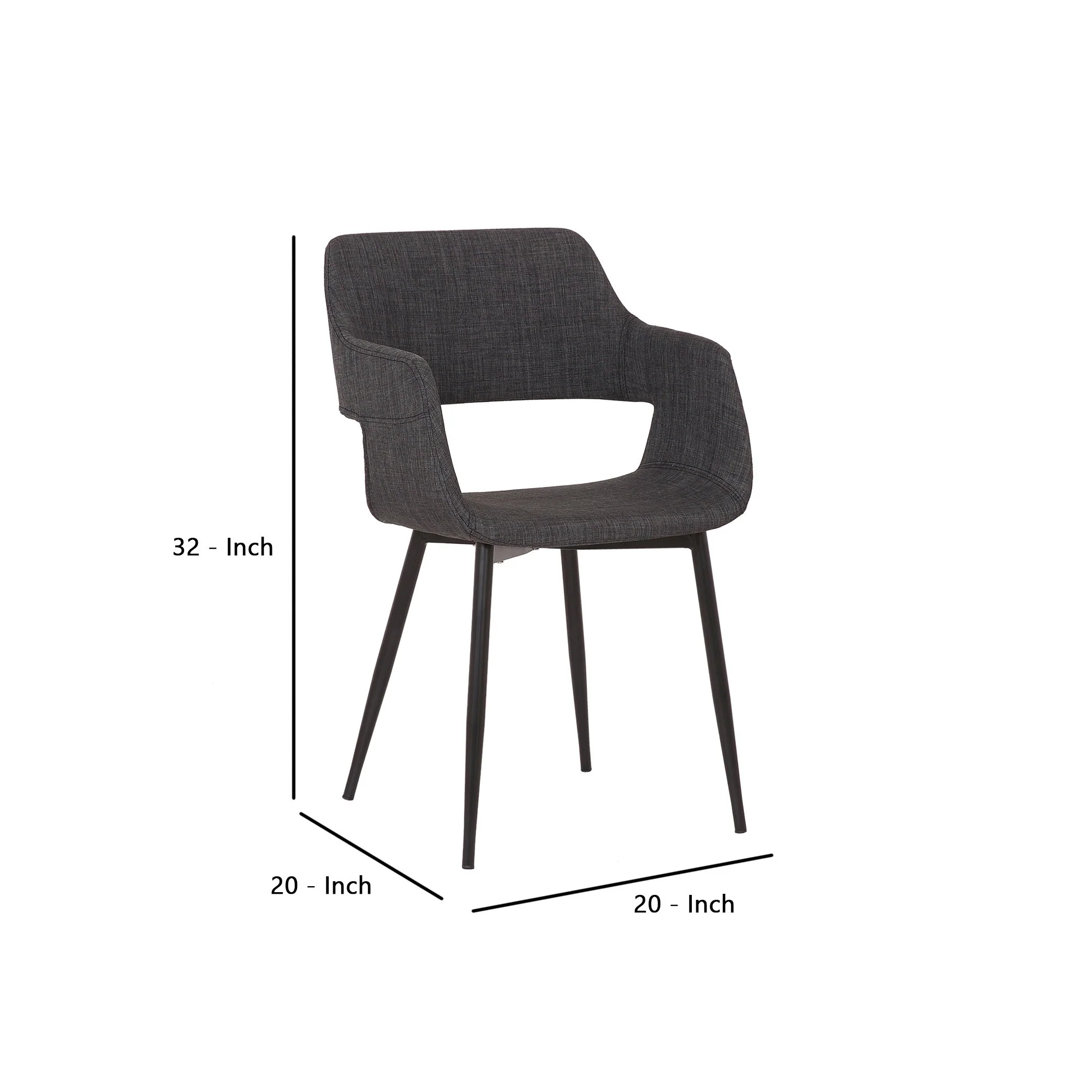 Fabric Upholstered Accent Chair with Wide Open Lower Back Design, Gray By Benzara - Image 5