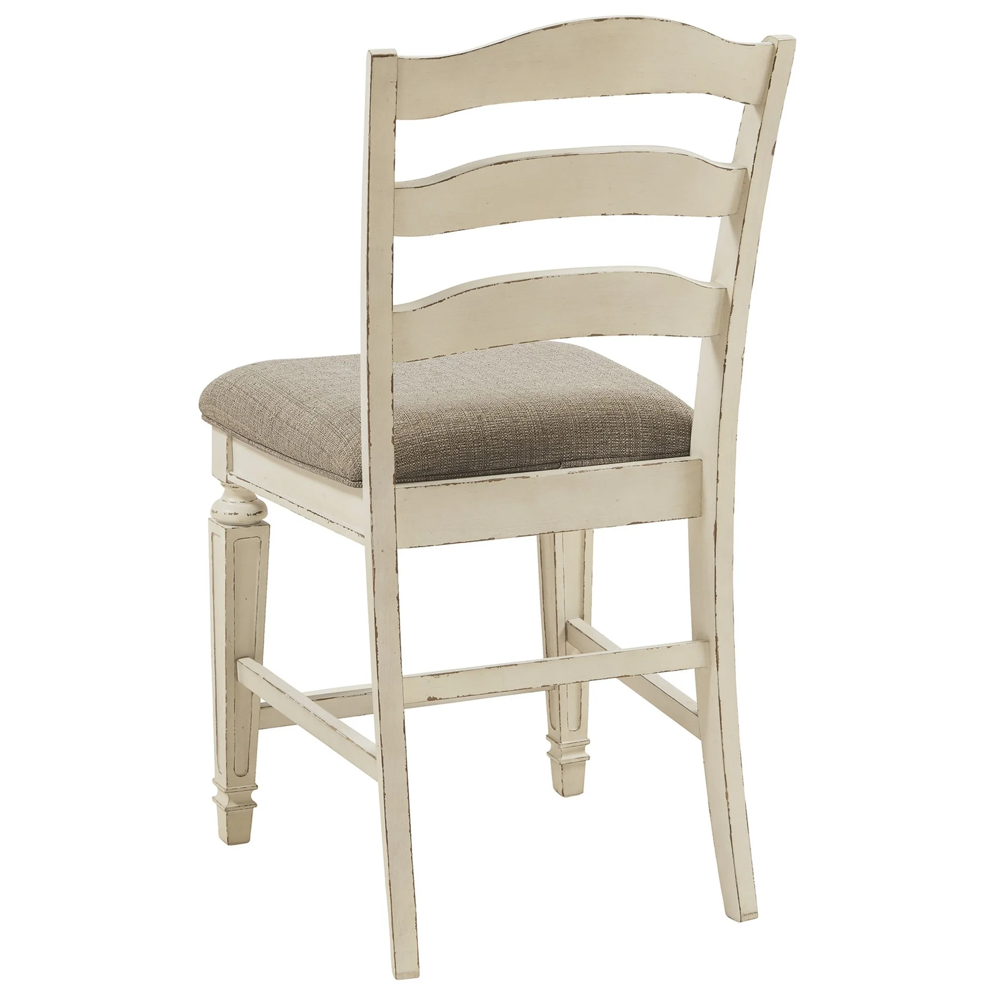 Fabric Upholstered Barstool With Ladder Back Set Of 2 White And Brown By Benzara - Image 2