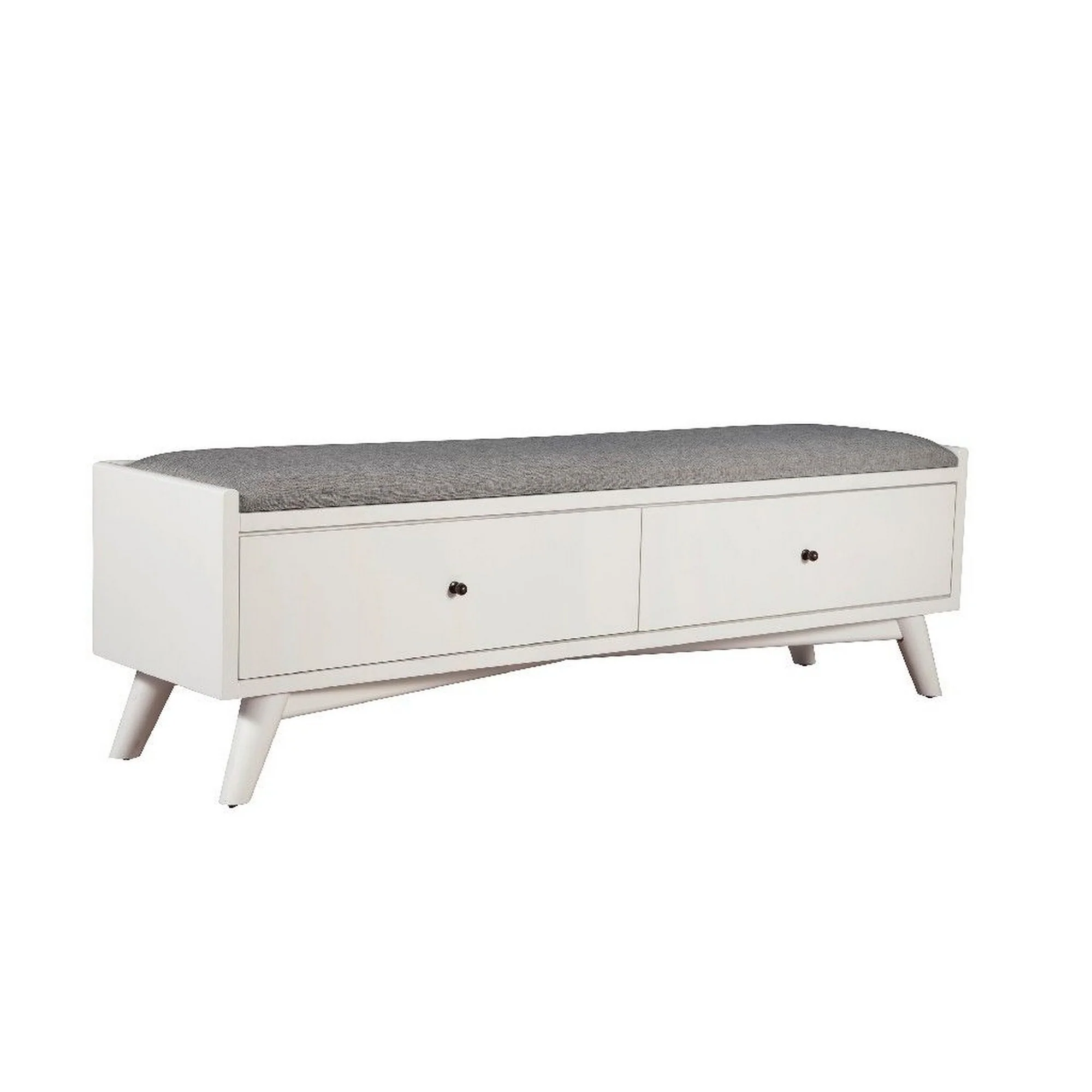 Fabric Upholstered Bedroom Bench with 2 Storage Drawers, White By Benzara - Image 5