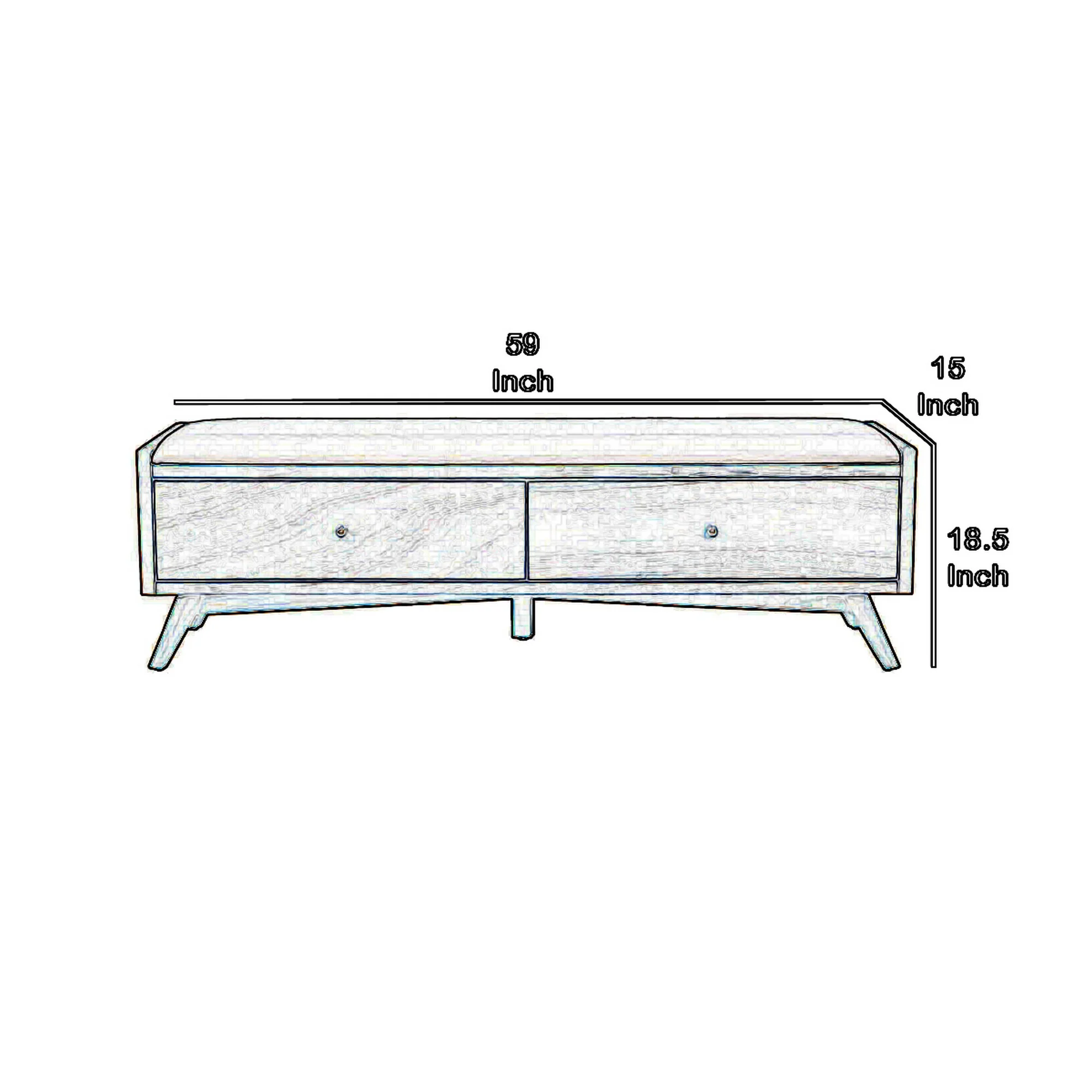 Fabric Upholstered Bedroom Bench with 2 Storage Drawers, White By Benzara - Image 6