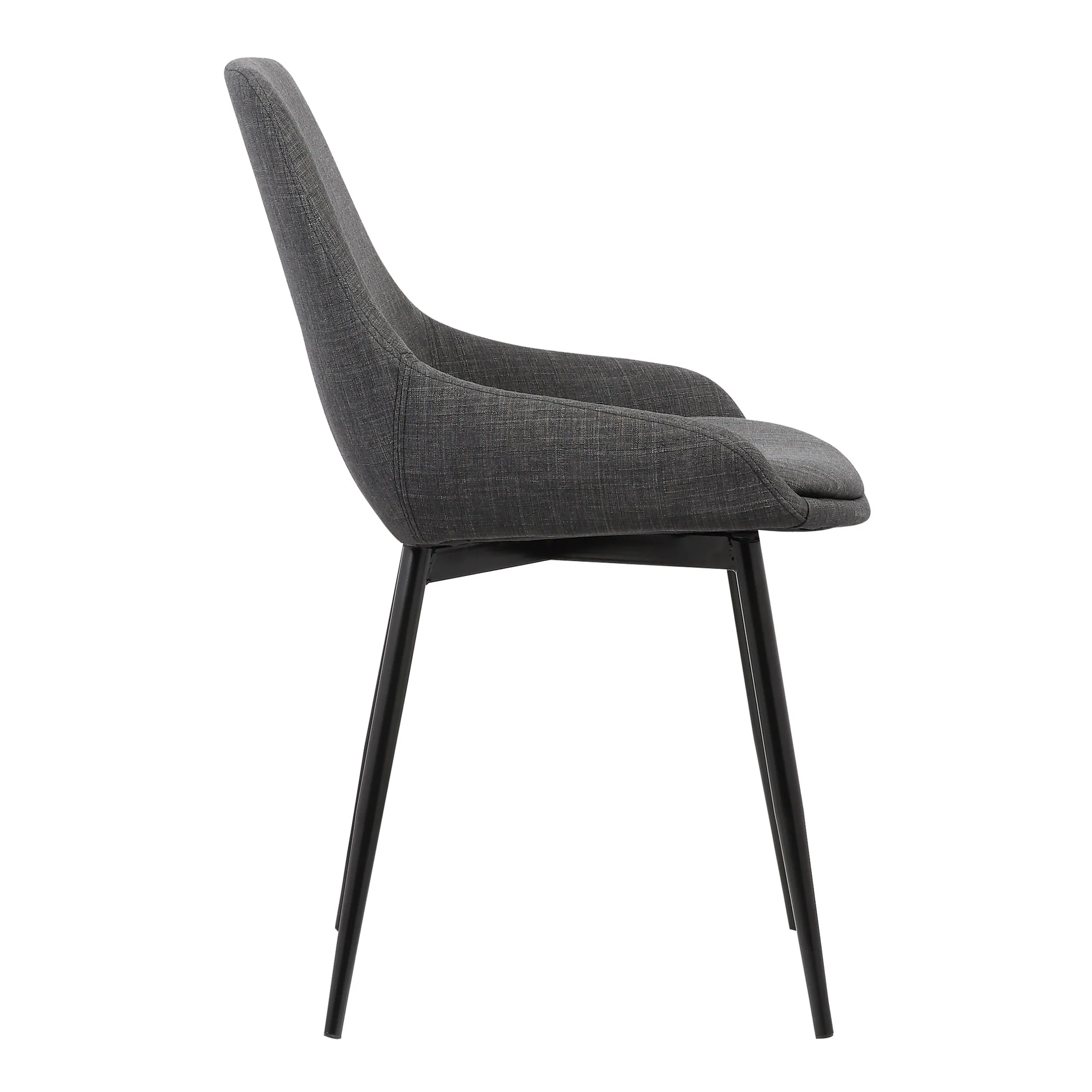 Fabric Upholstered Dining Chair with Metal Legs, Black and Gray By Benzara - Image 2