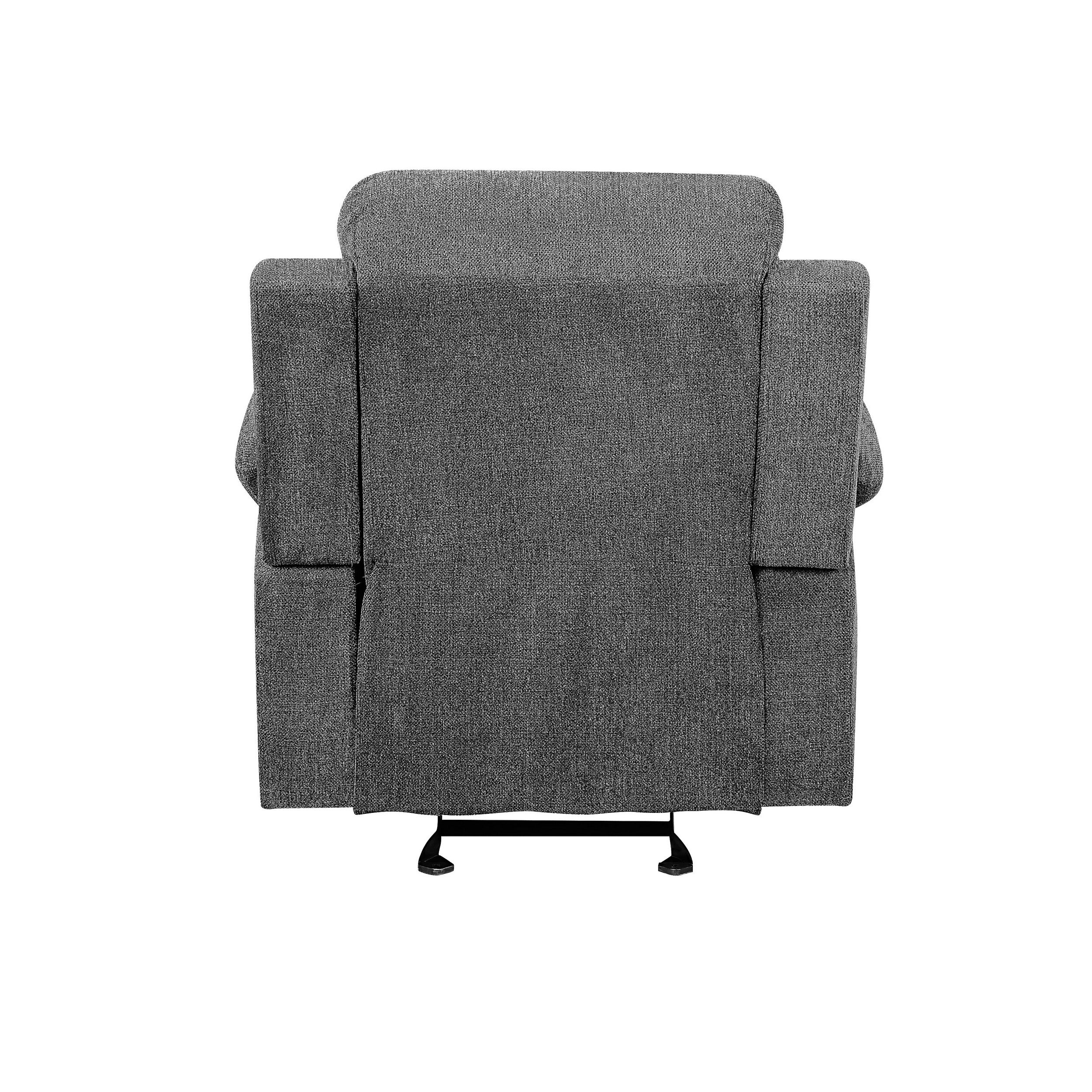 Fabric Upholstered Glider Recliner Chair With Pillow Top Armrest, Gray By Benzara - Image 2