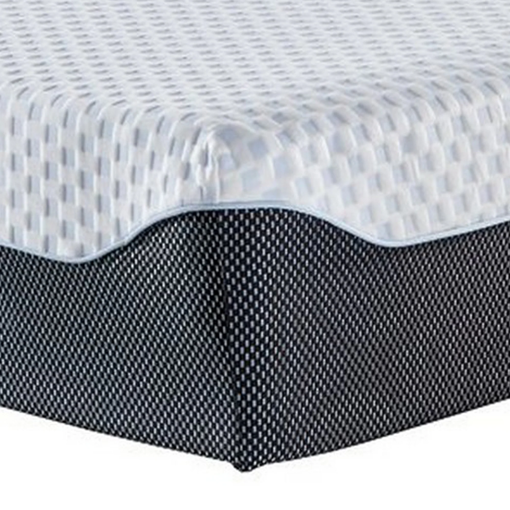 Fabric Upholstered Memory Foam California King Mattress, Black and White By Benzara - Image 3