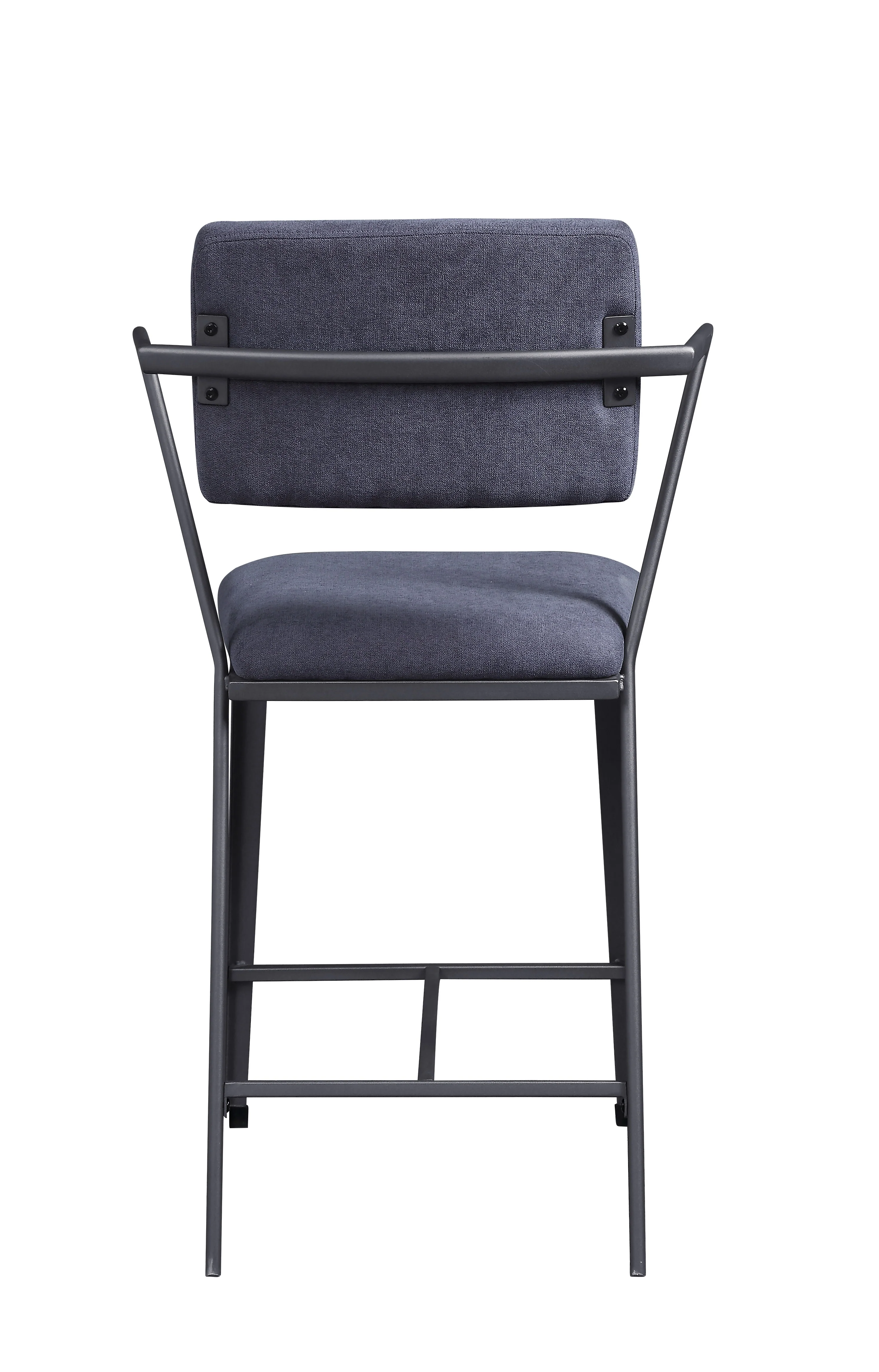 Fabric Upholstered Metal Counter Height Chair, Set Of 2,Gray And Black By Benzara - Image 3