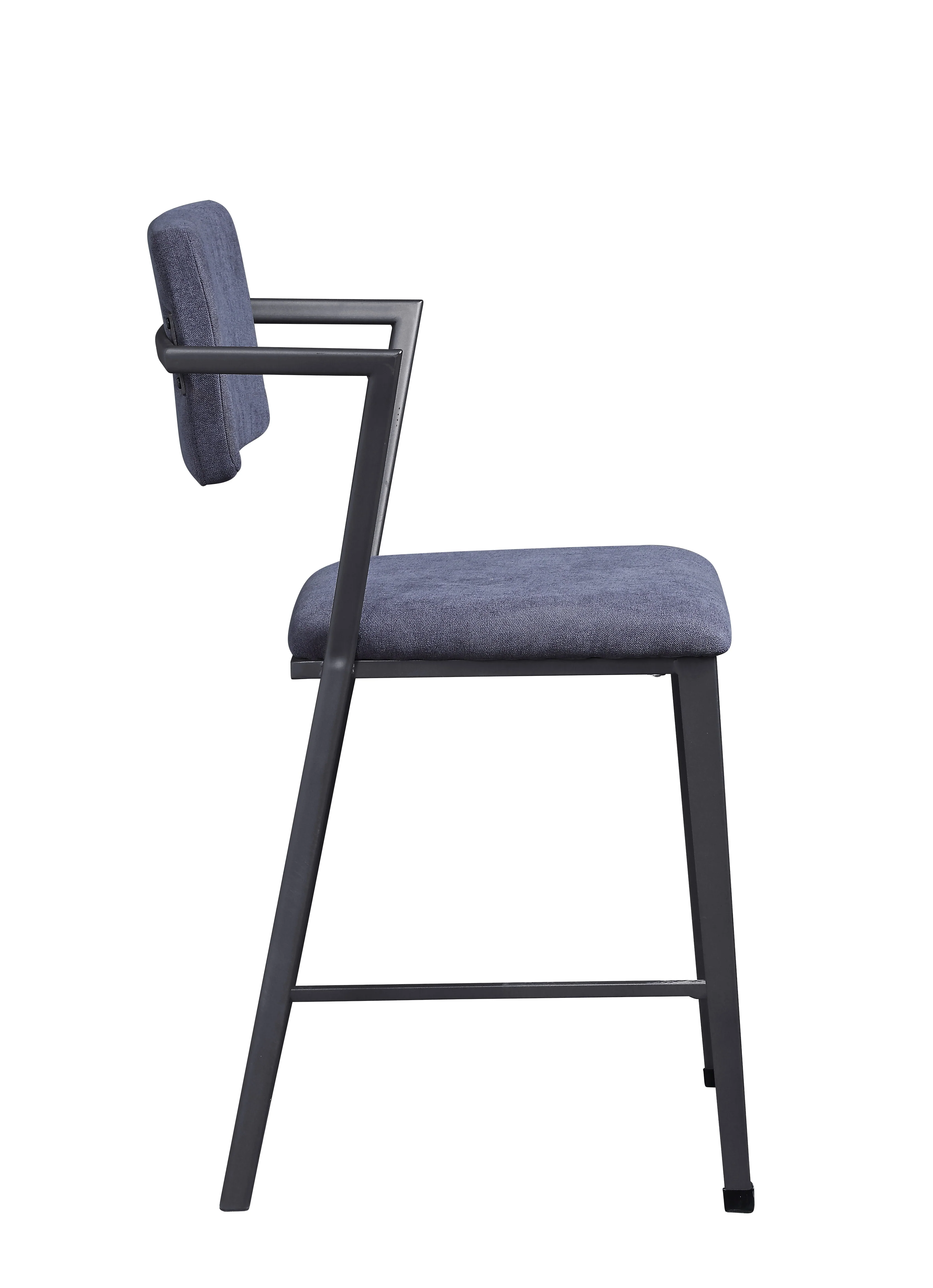 Fabric Upholstered Metal Counter Height Chair, Set Of 2,Gray And Black By Benzara - Image 4