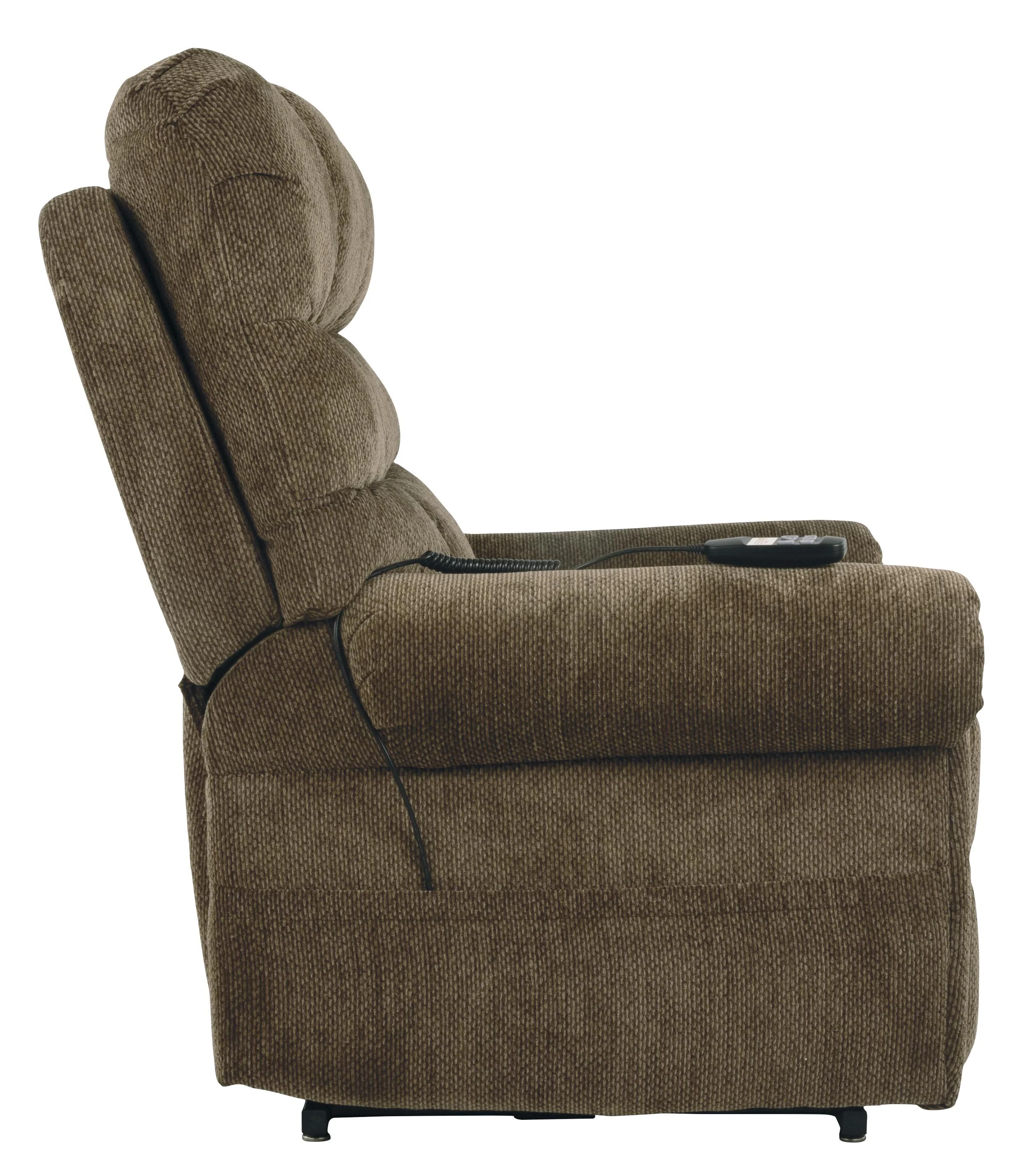 Fabric Upholstered Metal Frame Power Lift Recliner, Brown By Benzara - Image 4