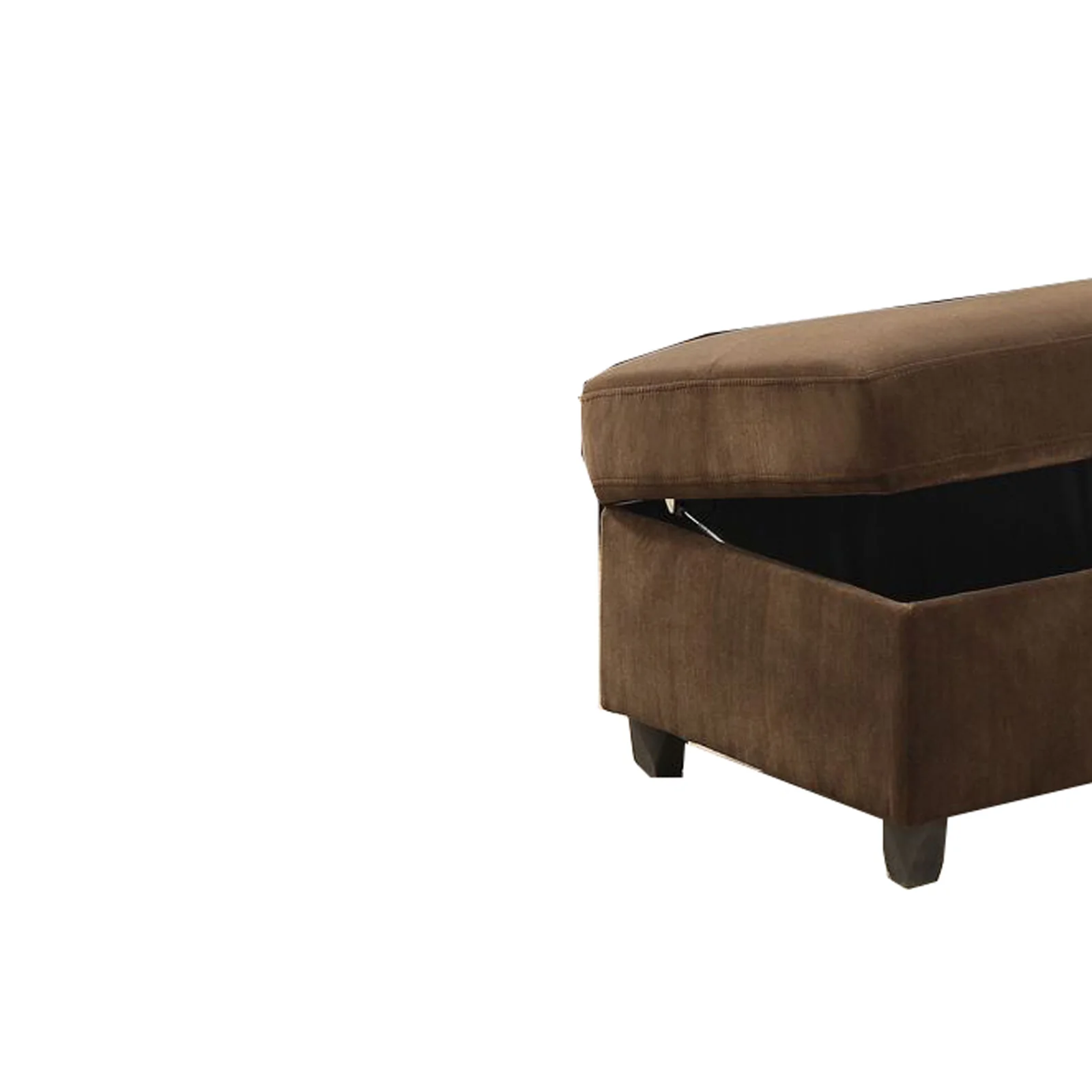 Fabric Upholstered Rectangular Ottoman with Hidden Storage, Brown By Benzara - Image 2