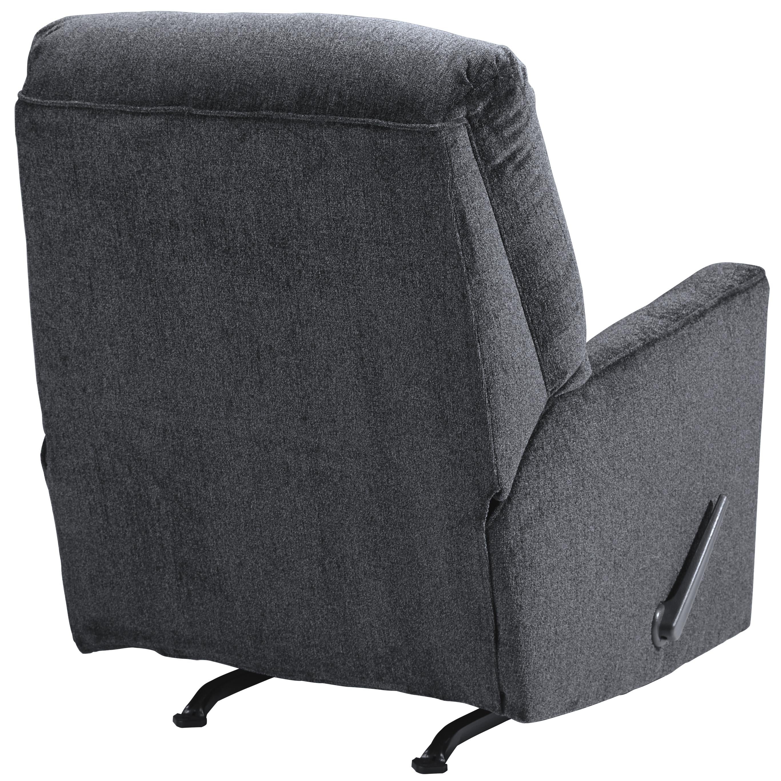 Fabric Upholstered Rocker Recliner With Tufted Back, Charcoal Gray By Benzara - Image 2