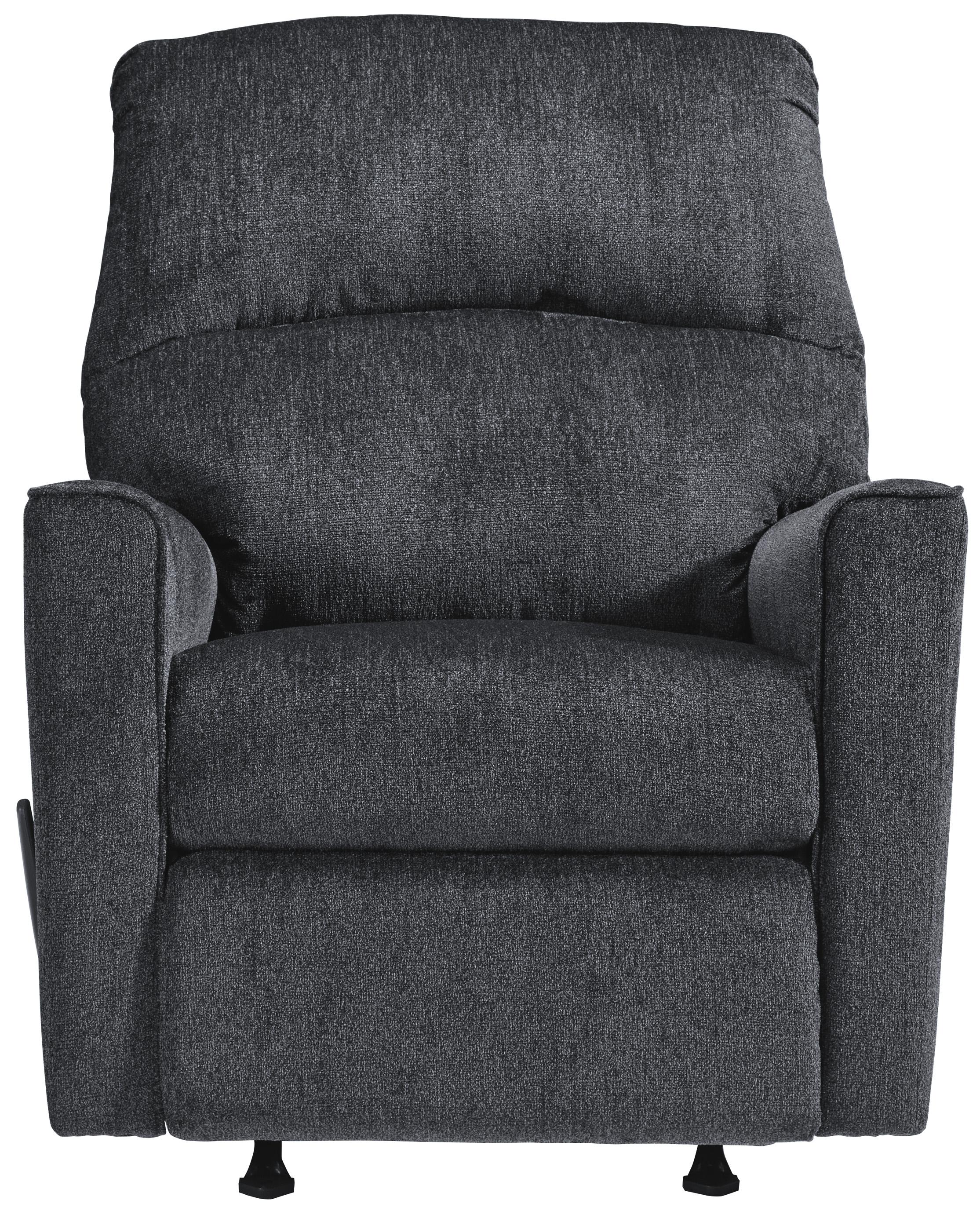 Fabric Upholstered Rocker Recliner With Tufted Back, Charcoal Gray By Benzara - Image 4