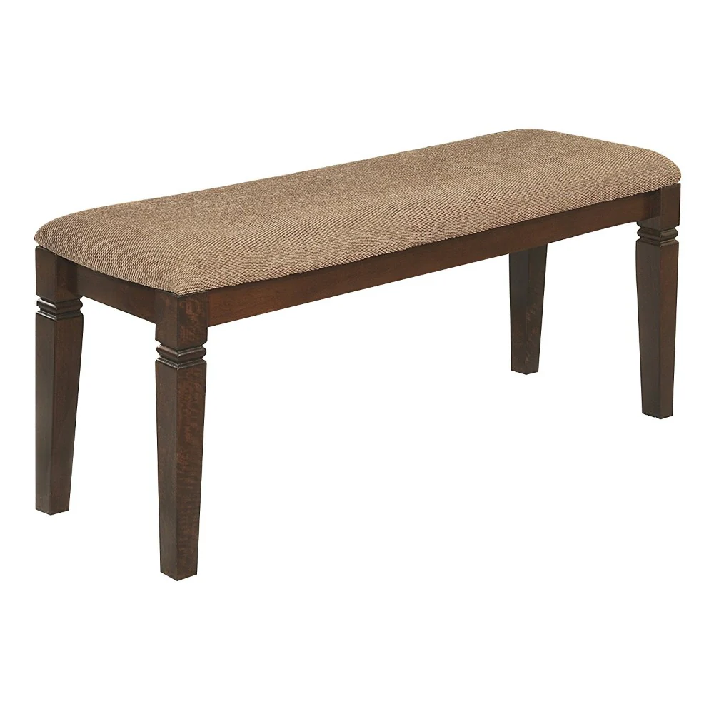 Fabric Upholstered Solid Wooden Bench, Light & Dark Brown By Benzara - Image 2