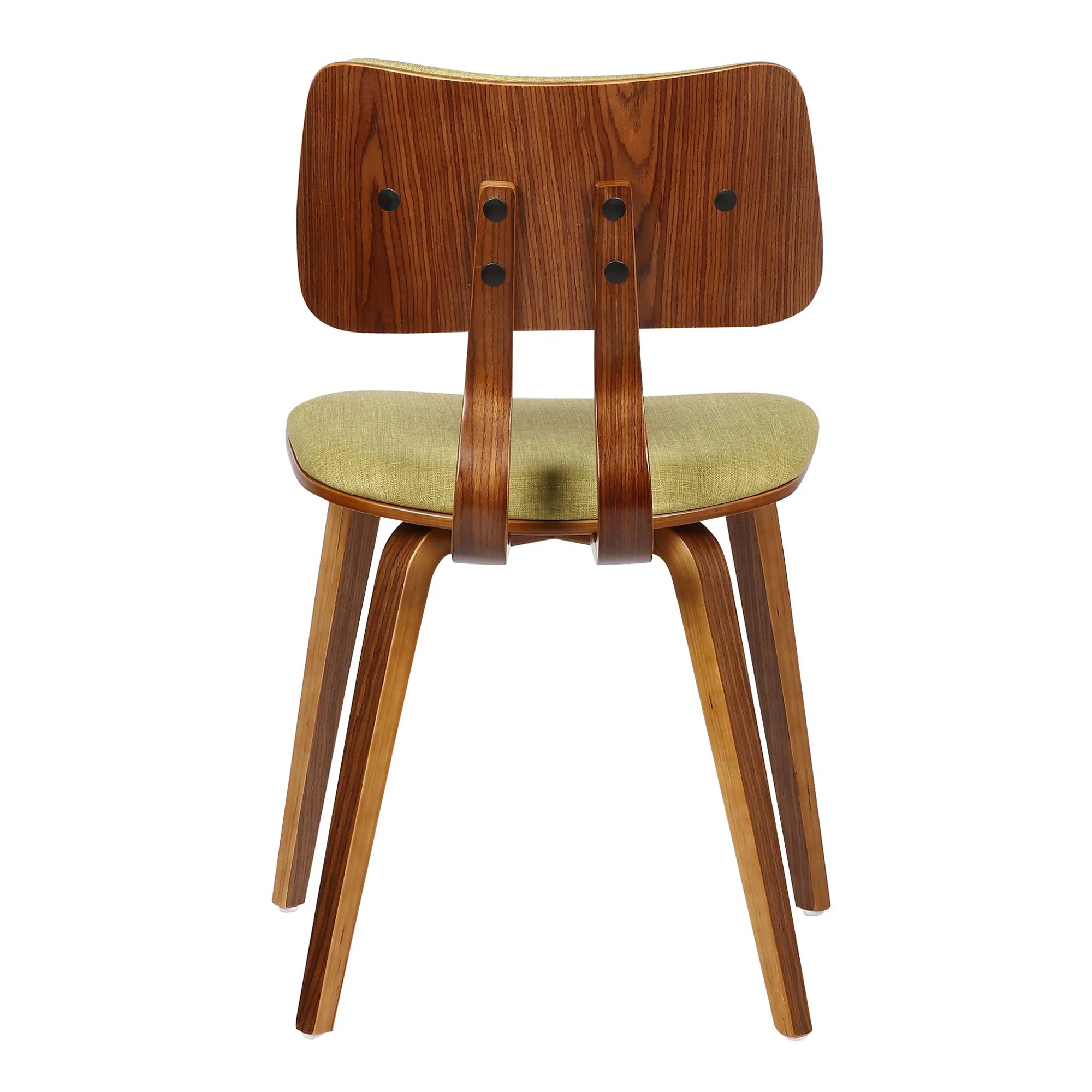 Fabric Upholstered Split Curved Back Wooden Dining Chair, Brown And Green By Benzara - Image 3