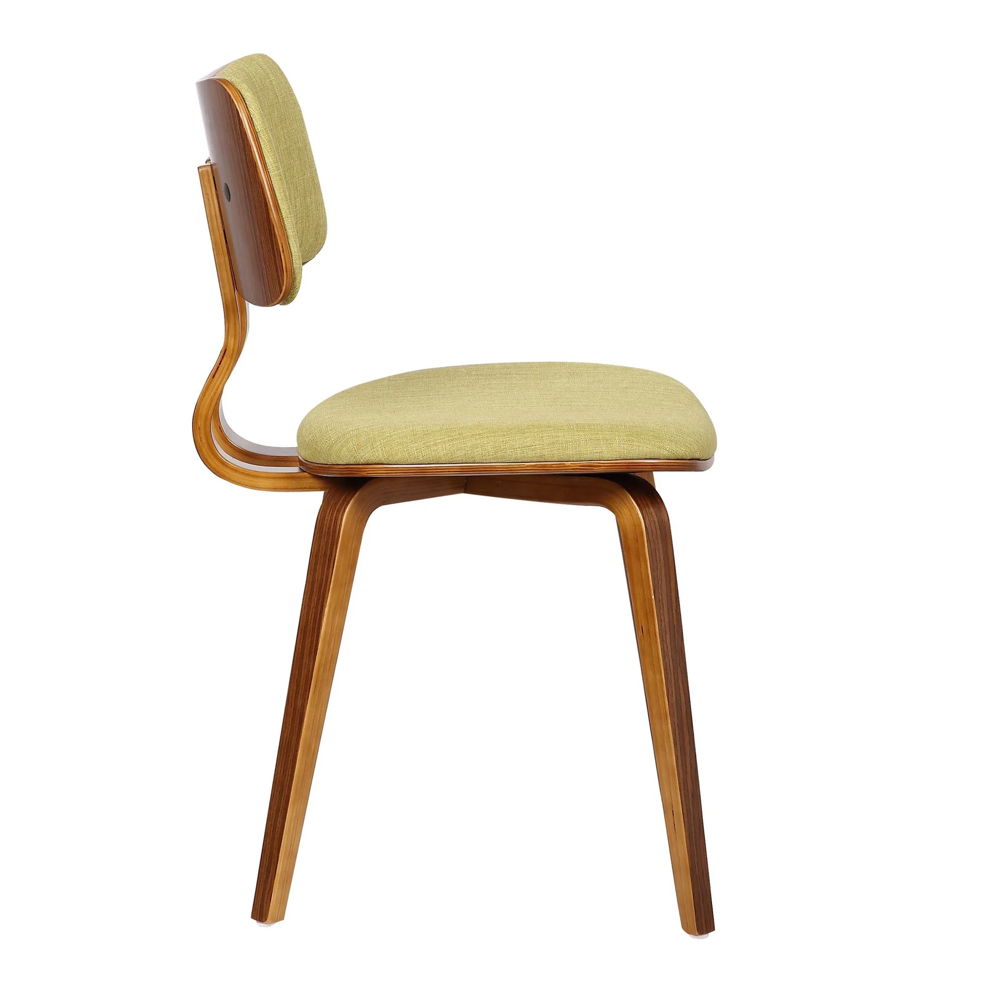 Fabric Upholstered Split Curved Back Wooden Dining Chair, Brown And Green By Benzara - Image 4