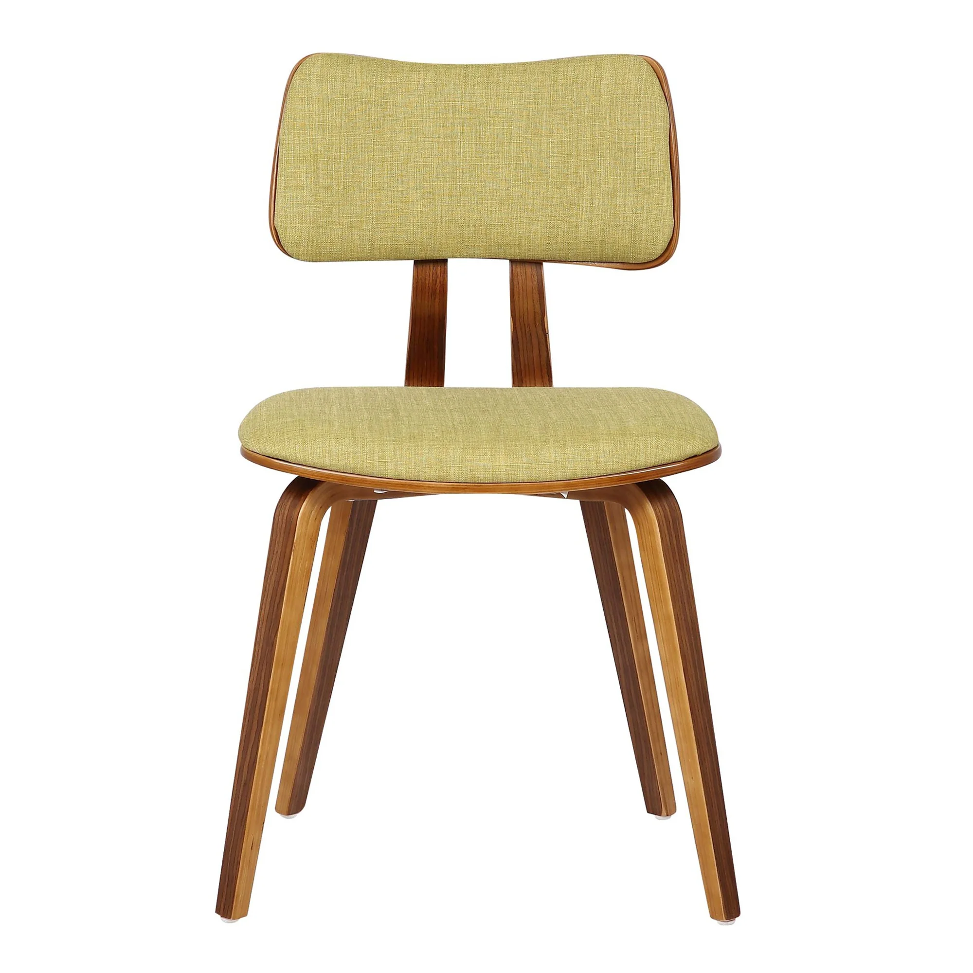 Fabric Upholstered Split Curved Back Wooden Dining Chair, Brown And Green By Benzara - Image 5
