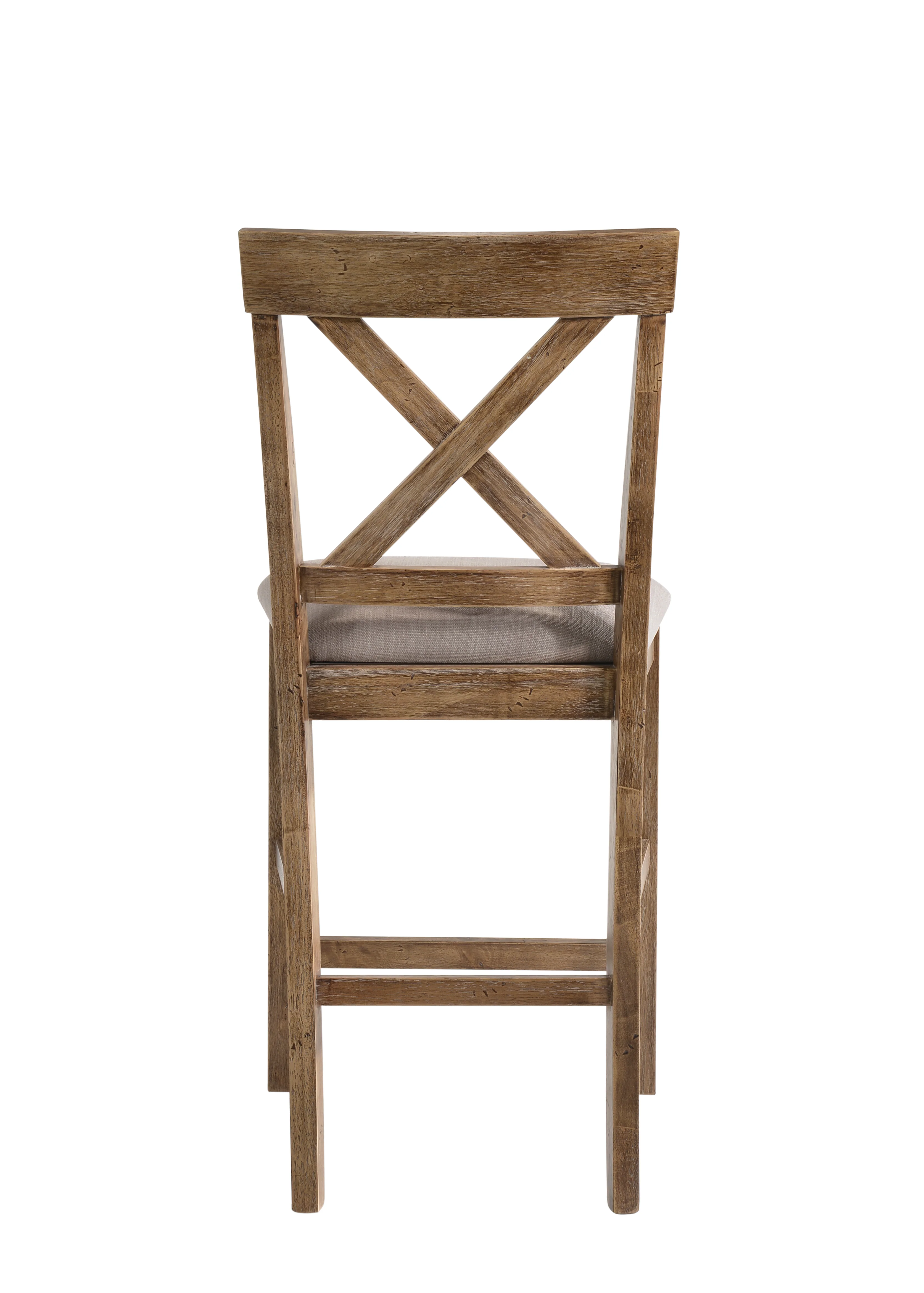 Fabric Upholstered Wooden Counter Height Chair,Set Of 2,Brown And Gray By Benzara - Image 4