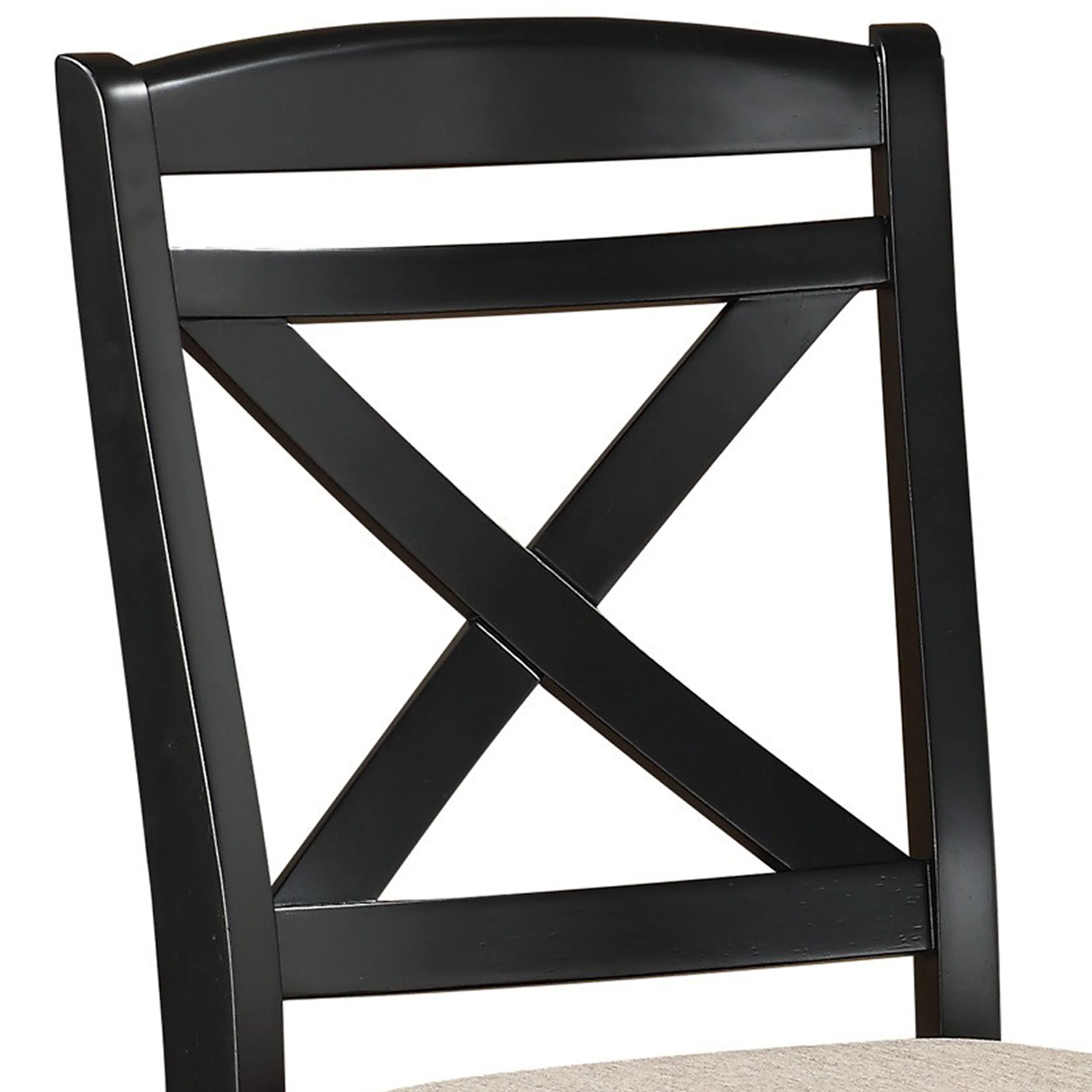 Fabric Upholstered Wooden Counter Height Chair with X Design Backrest,Brown By Benzara - Image 5