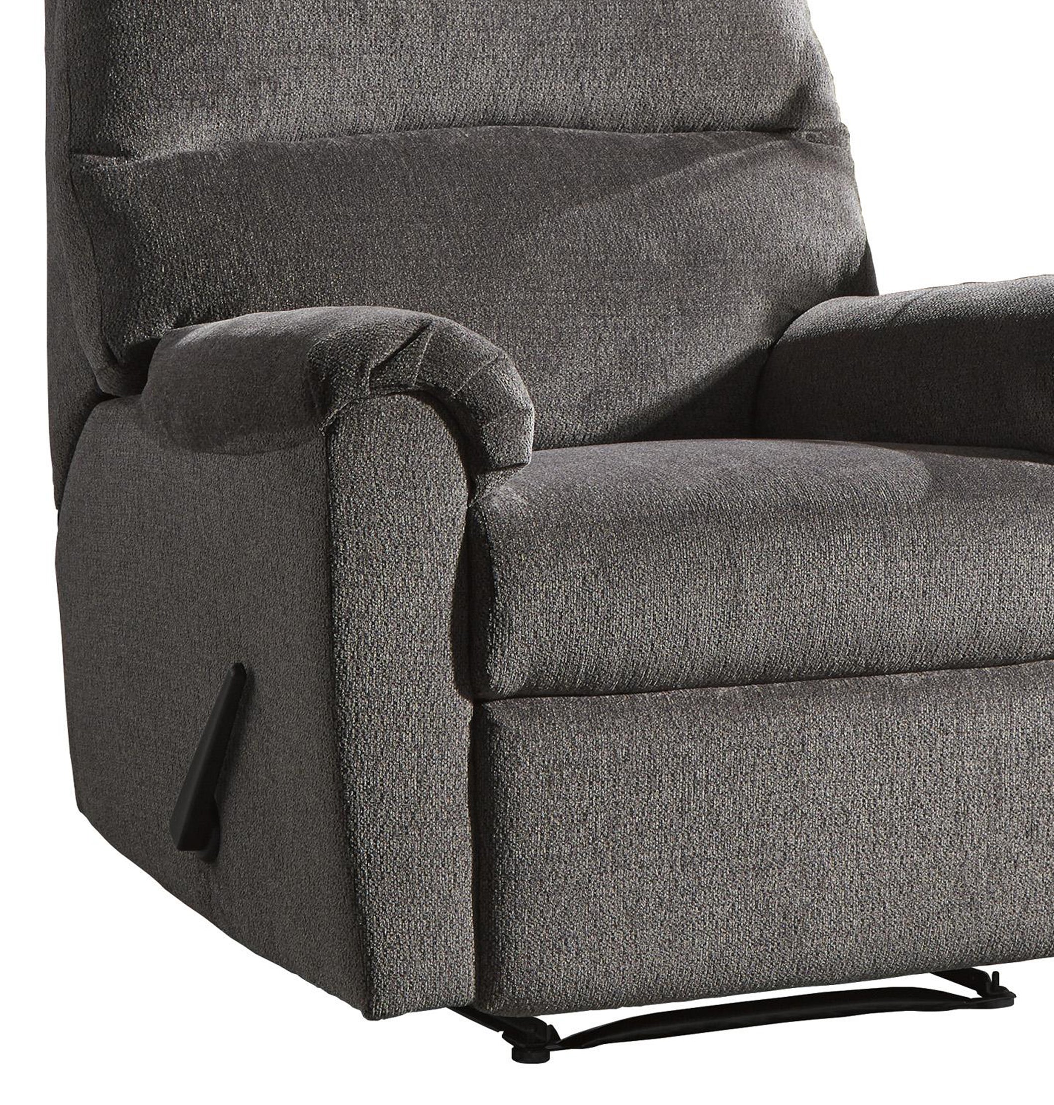 Fabric Upholstered Zero Wall Recliner With Pillow Top Armrests, Gray By Benzara - Image 3