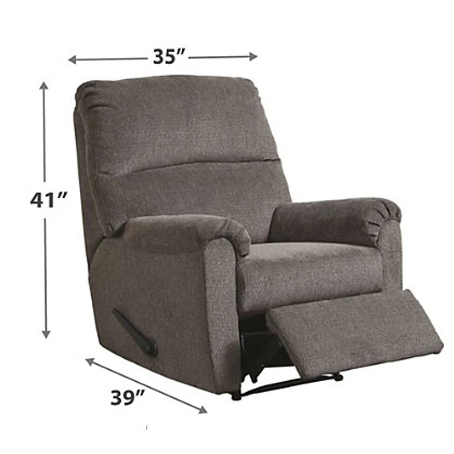 Fabric Upholstered Zero Wall Recliner With Pillow Top Armrests, Gray By Benzara - Image 4