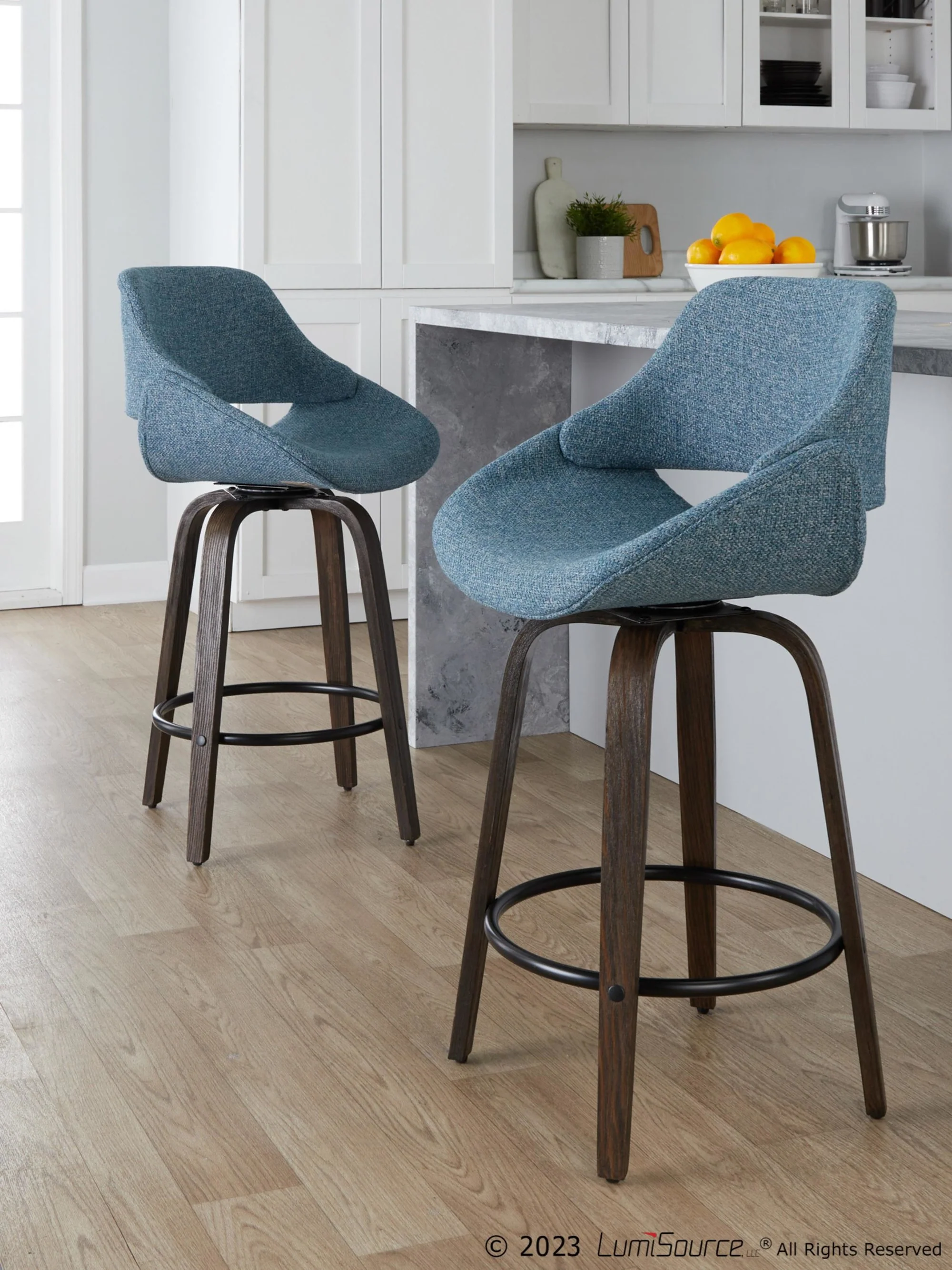 Fabrico 26" Fixed-Height Counter Stool - Set of 2 By LumiSource - B26-FBCOFB-GRTZQ2 BNBU2 - Image 2