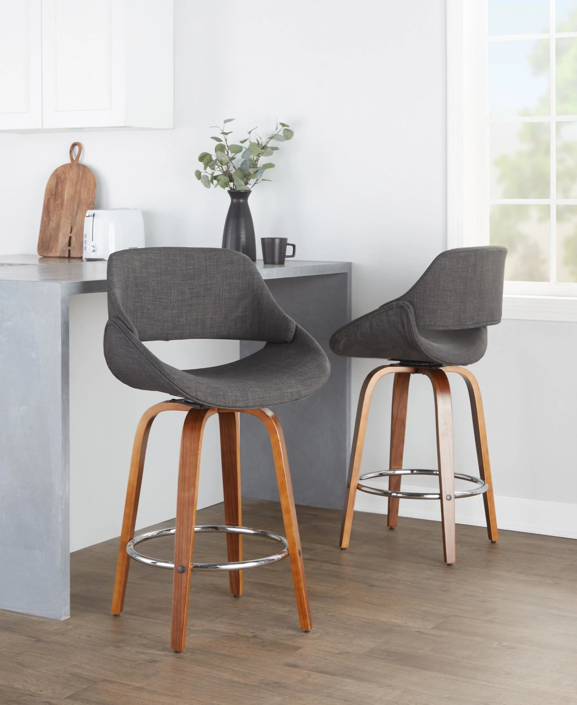 Fabrico 26" Fixed-Height Counter Stool - Set of 2 Gray Black By LumiSource - Image 10