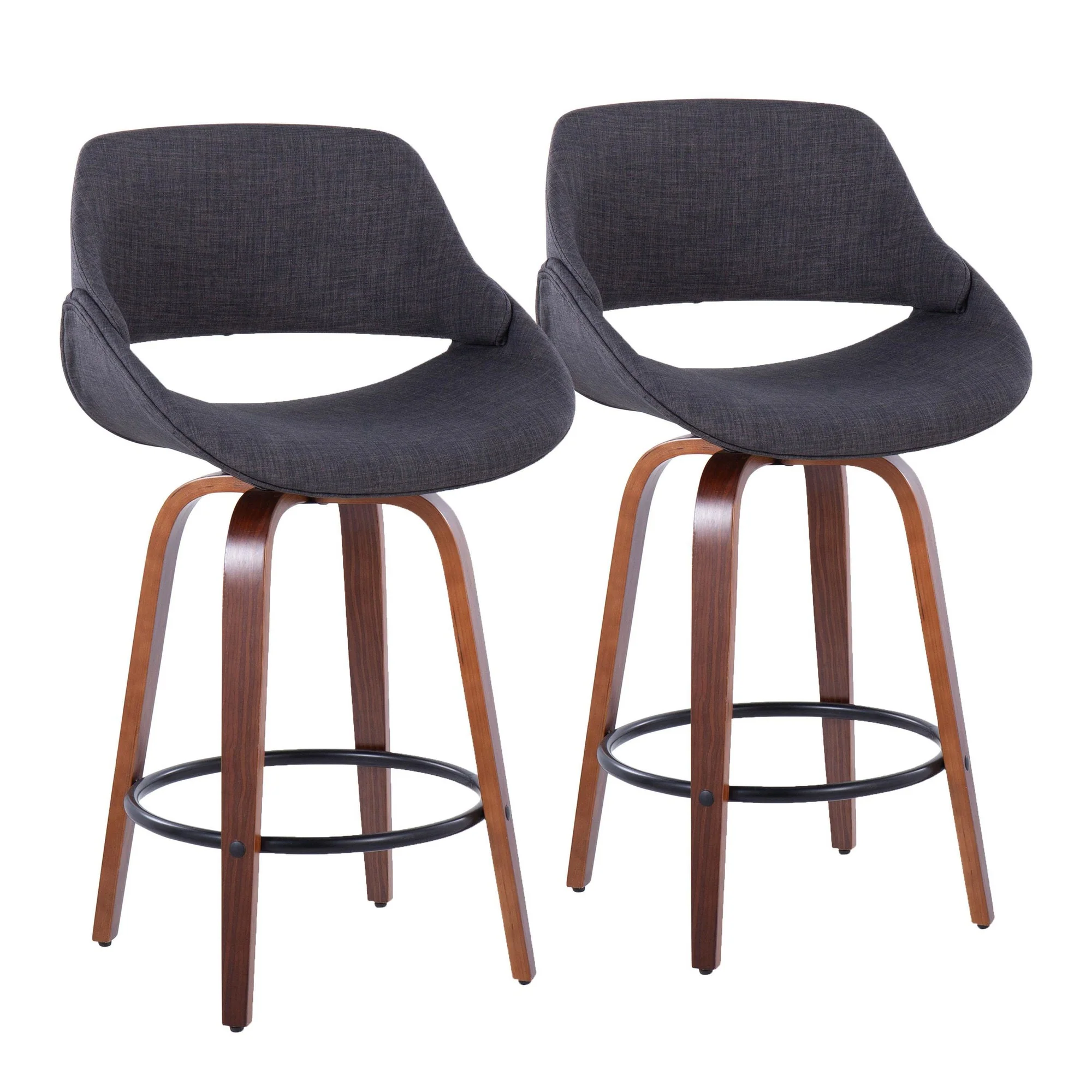 Fabrico 26" Fixed-Height Counter Stool - Set of 2 Gray Black By LumiSource - Image 2