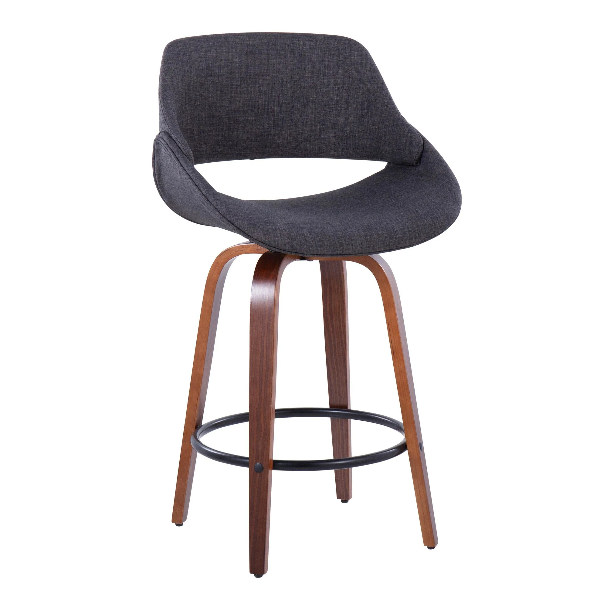 Fabrico 26" Fixed-Height Counter Stool - Set of 2 Gray Black By LumiSource - Image 3