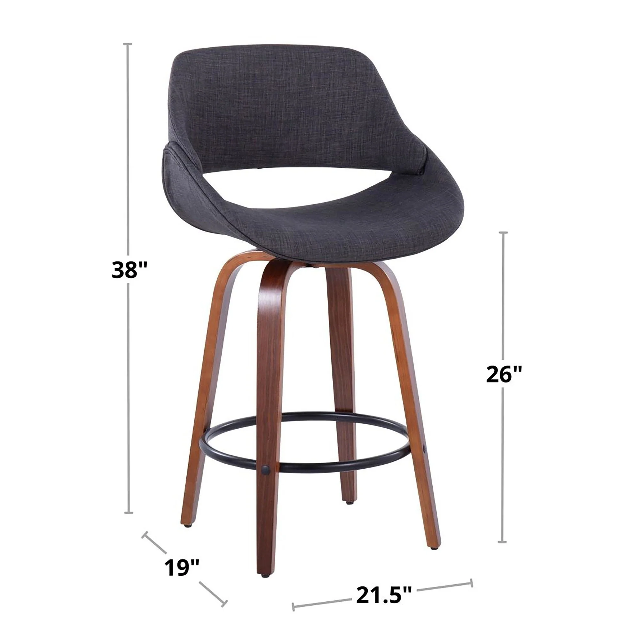 Fabrico 26" Fixed-Height Counter Stool - Set of 2 Gray Black By LumiSource - Image 8