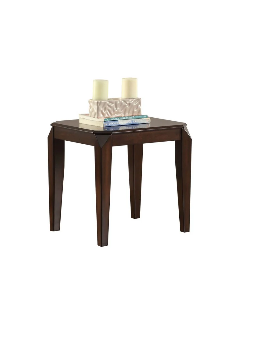 Faceted Corner Walnut Square End Table By Homeroots - Image 2