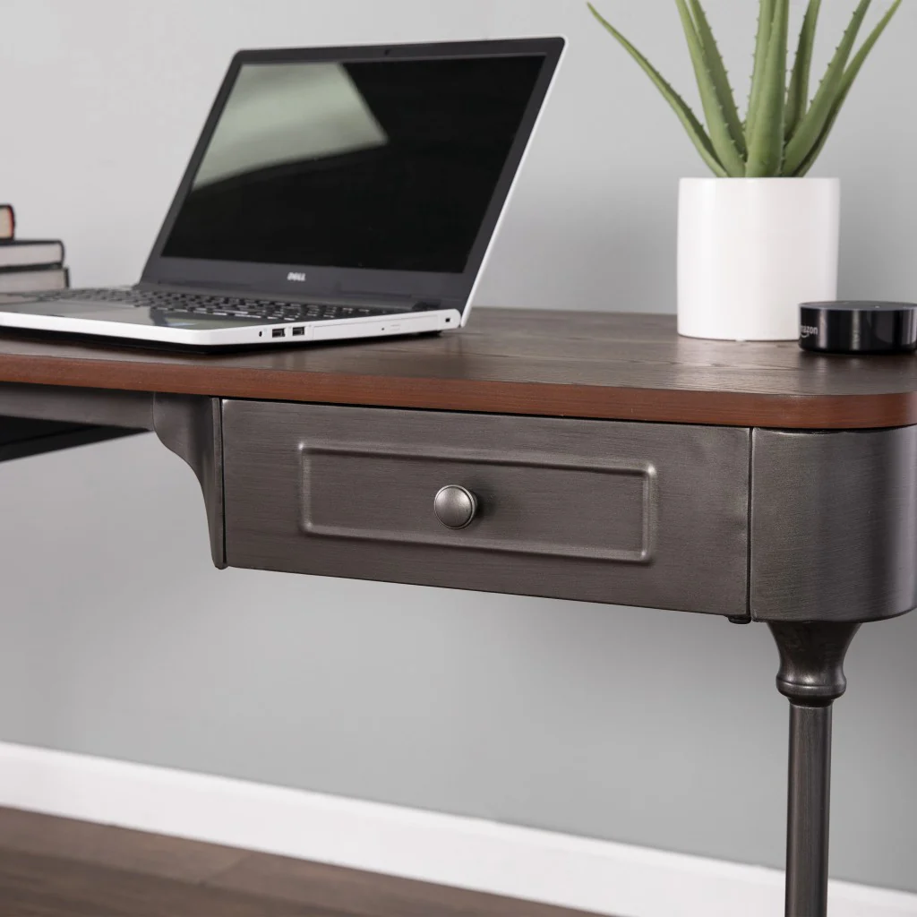 Factory Desk with Drawers By Homeroots - Image 2