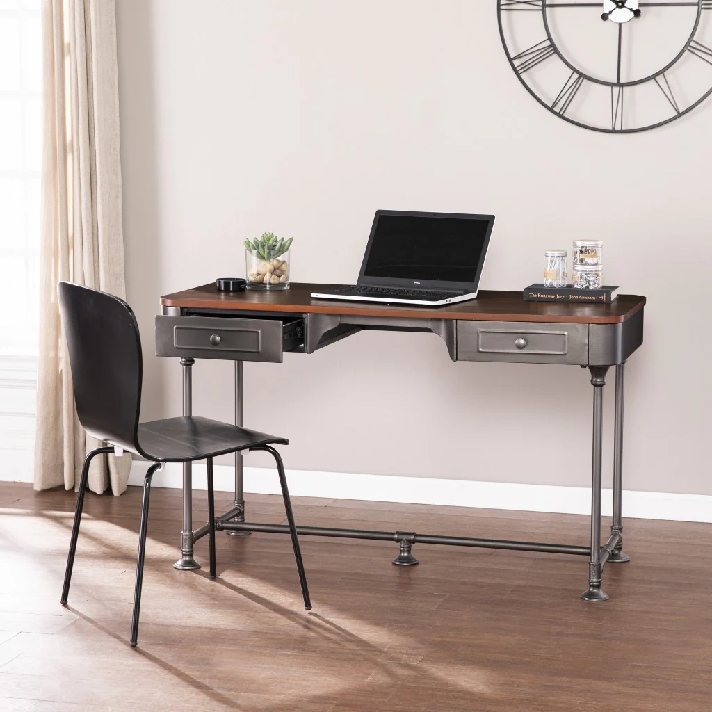 Factory Desk with Drawers By Homeroots - Image 3