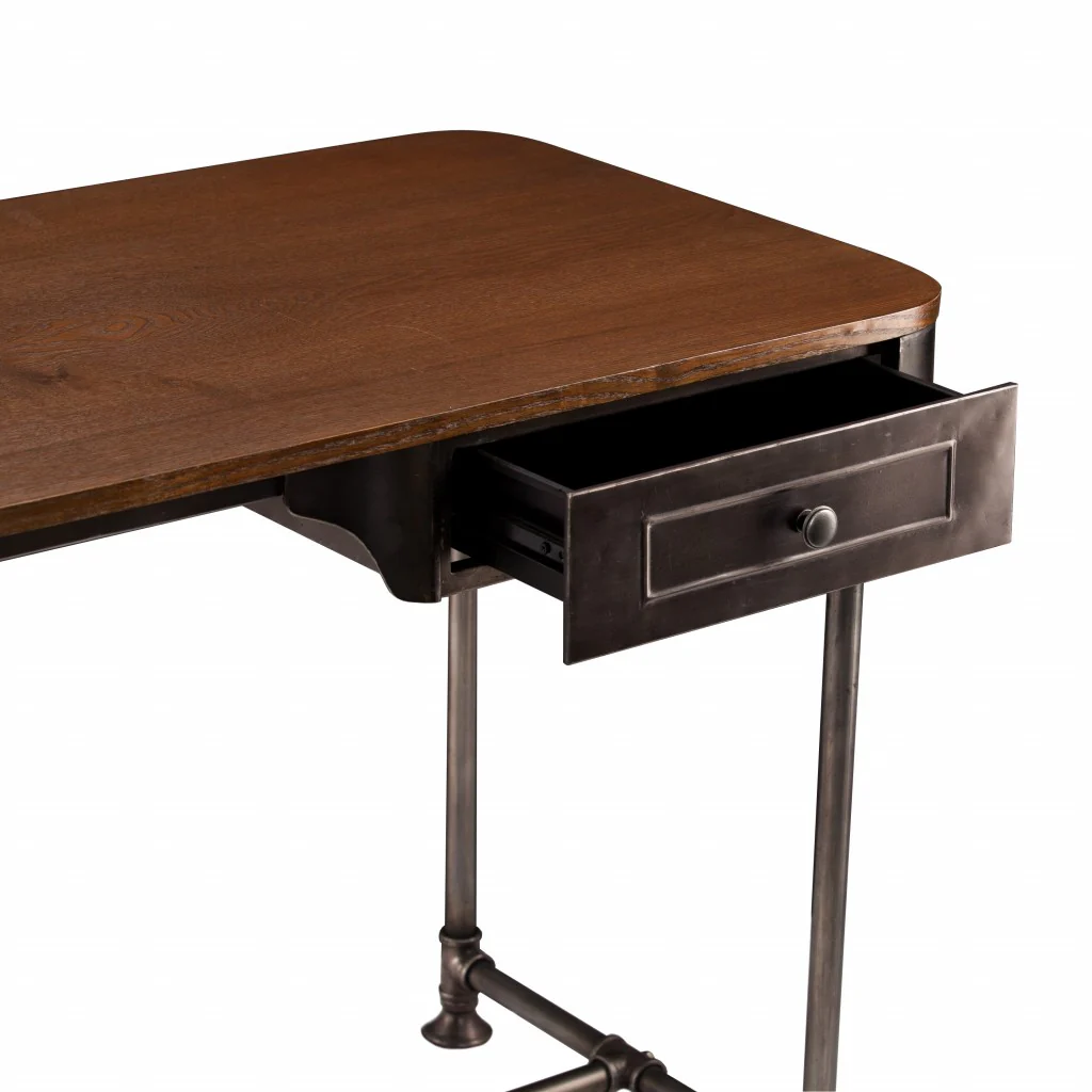 Factory Desk with Drawers By Homeroots - Image 6