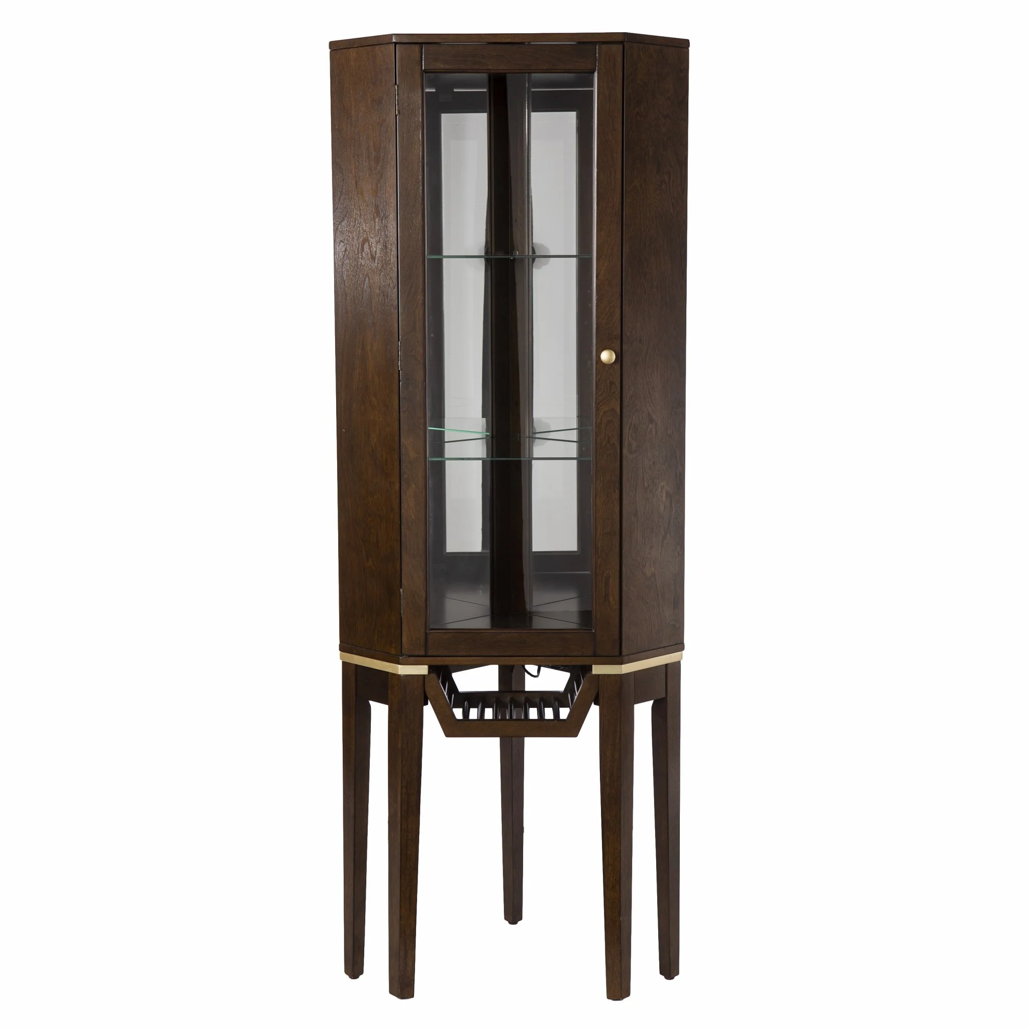 Fancy Tall Lighted Corner Curio Cabinet By Homeroots - Image 4