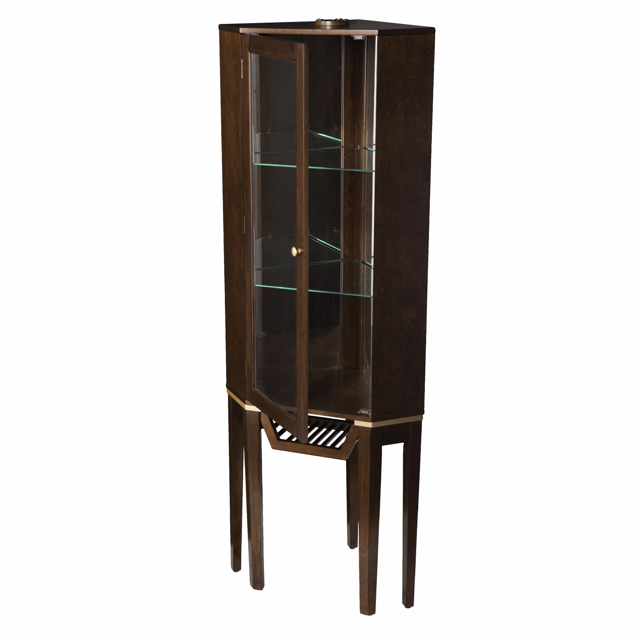 Fancy Tall Lighted Corner Curio Cabinet By Homeroots - Image 5