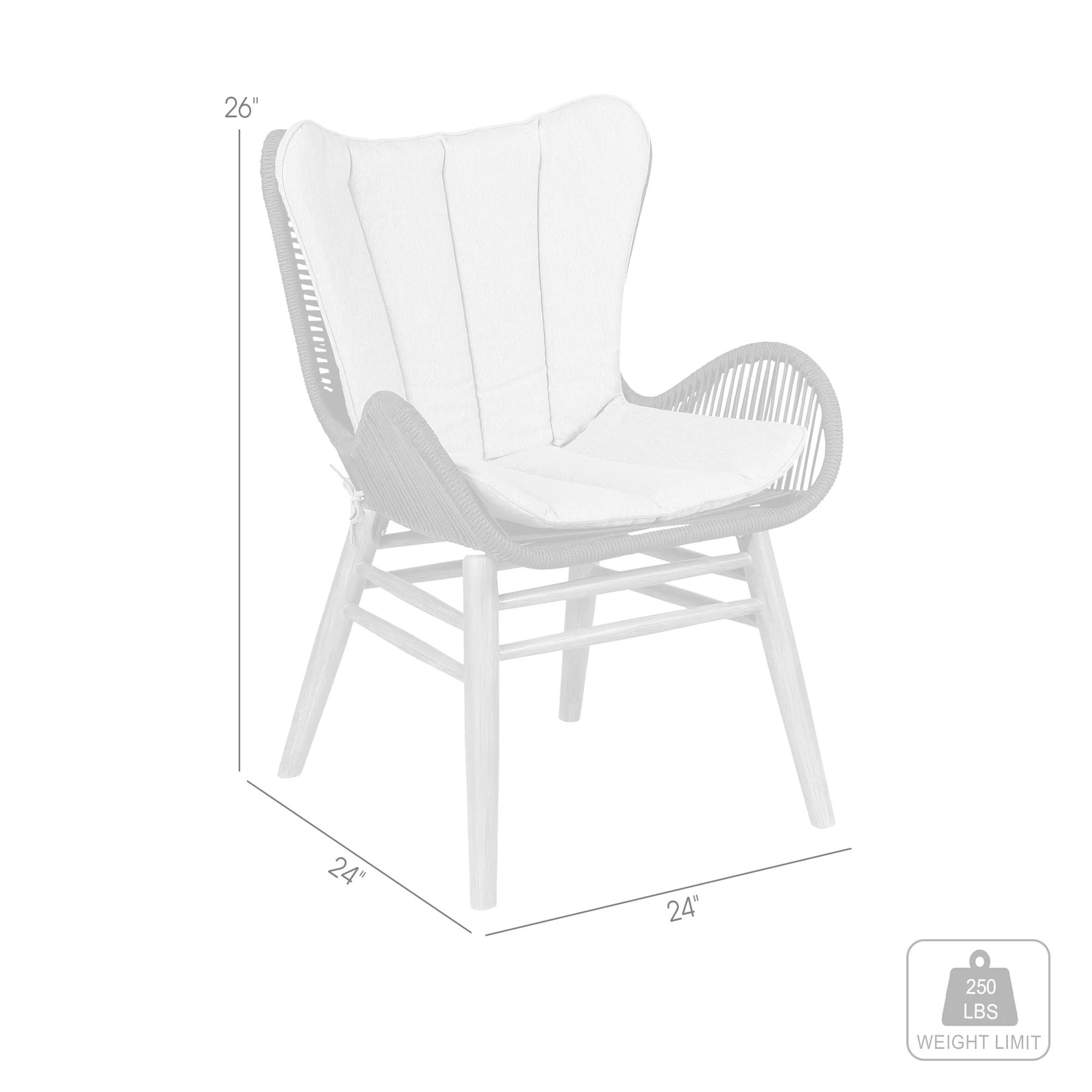 Fanny Outdoor Patio Dining Chair in Dark Eucalyptus Wood and Truffle Rope By Armen Living - Image 10