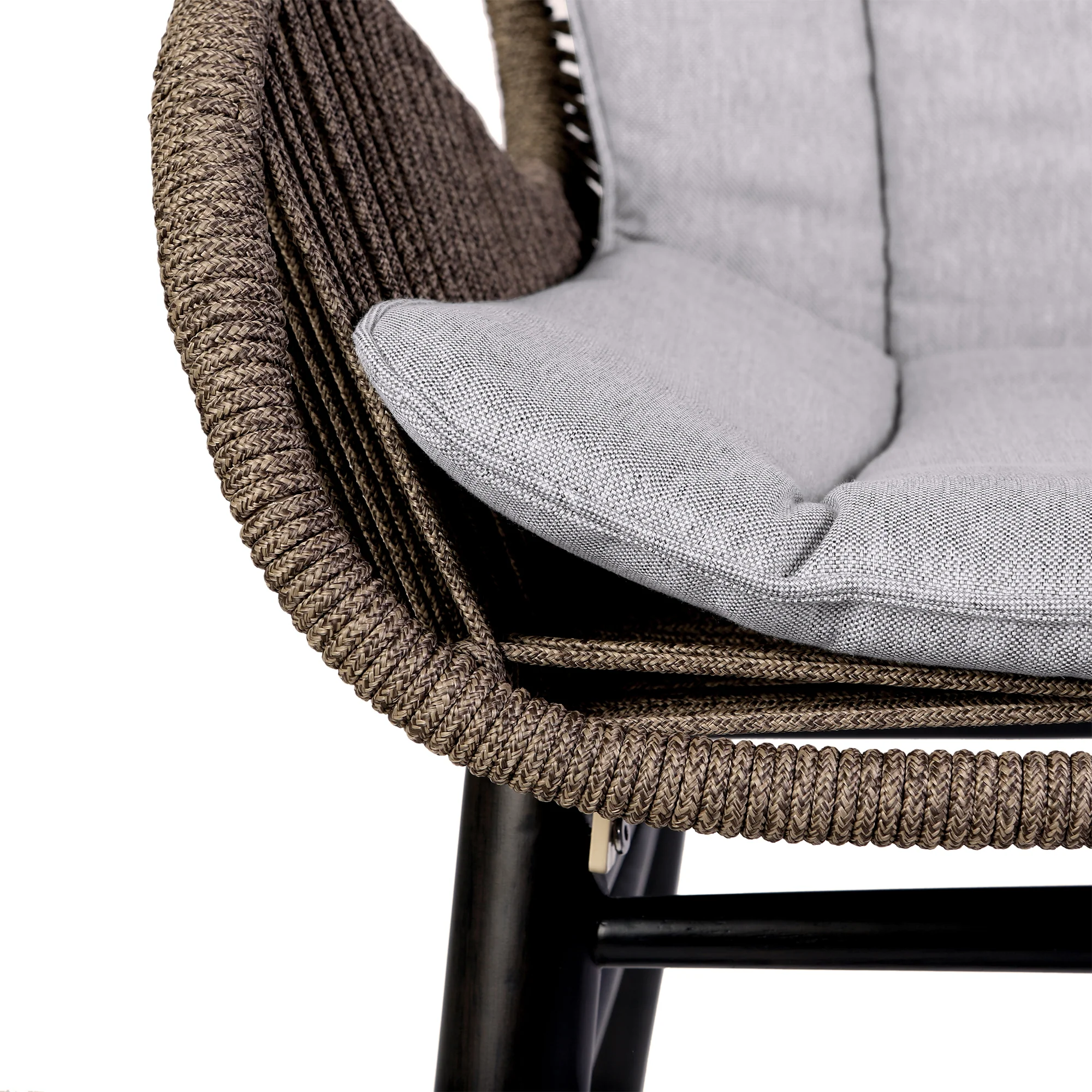Fanny Outdoor Patio Dining Chair in Dark Eucalyptus Wood and Truffle Rope By Armen Living - Image 11