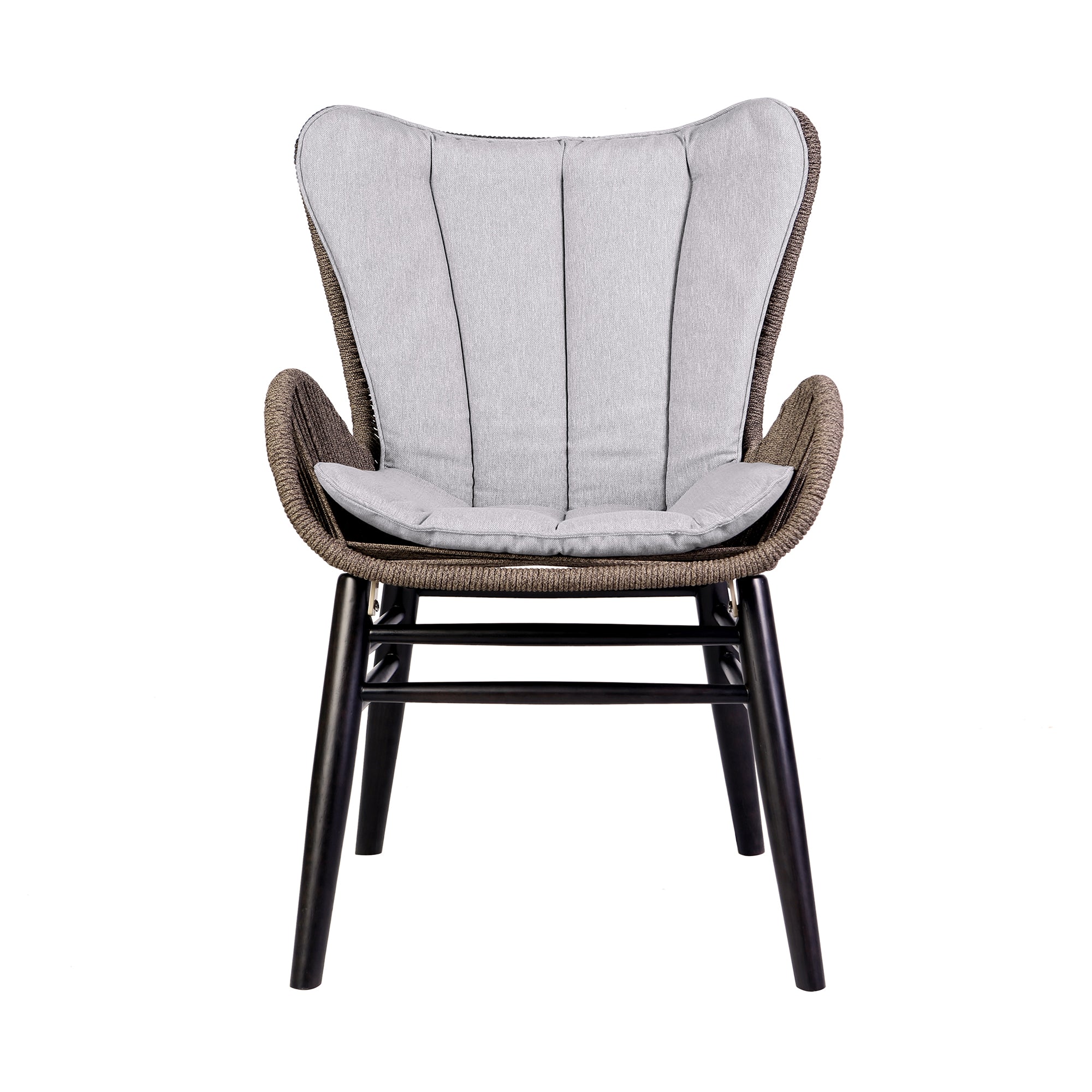 Fanny Outdoor Patio Dining Chair in Dark Eucalyptus Wood and Truffle Rope By Armen Living - Image 4