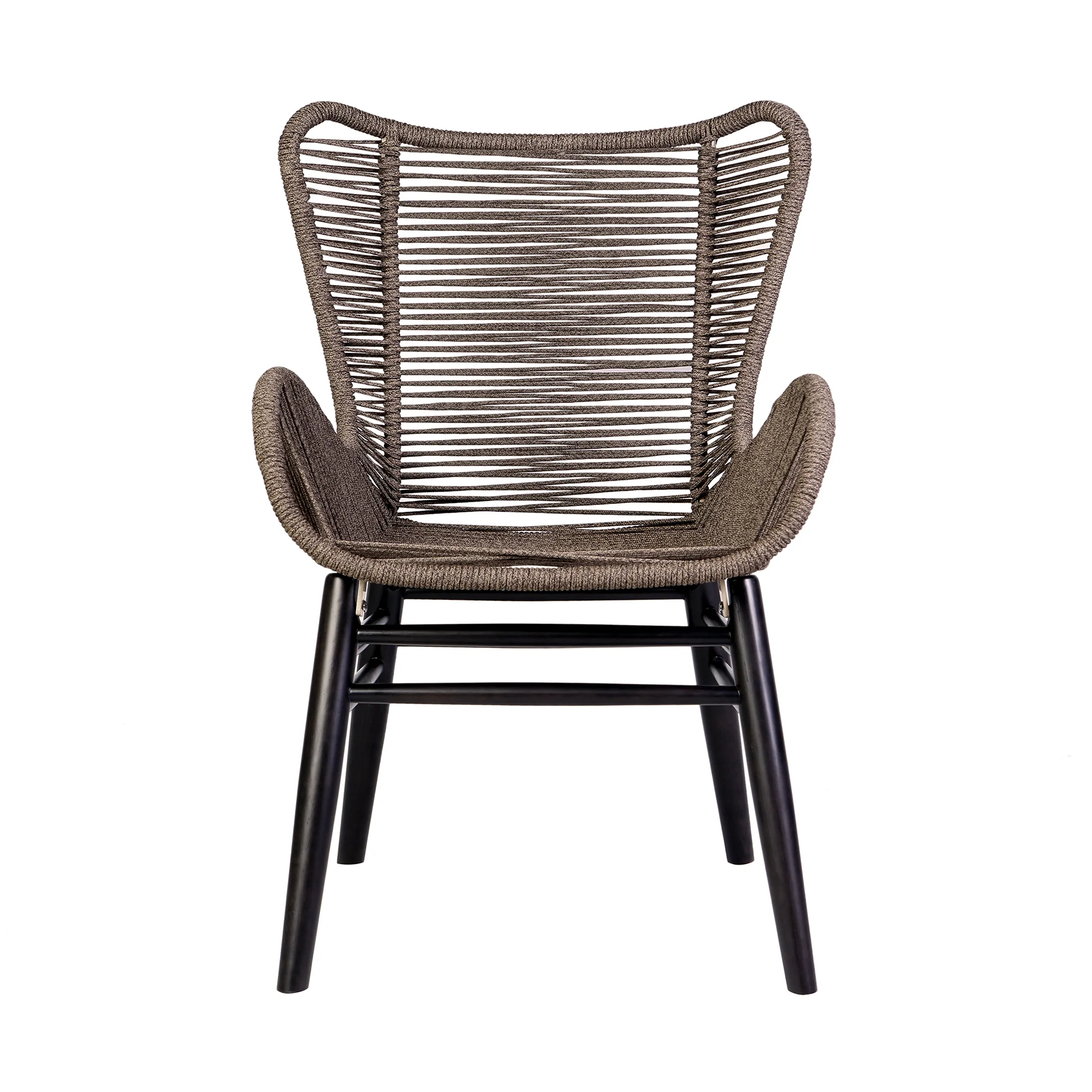 Fanny Outdoor Patio Dining Chair in Dark Eucalyptus Wood and Truffle Rope By Armen Living - Image 5