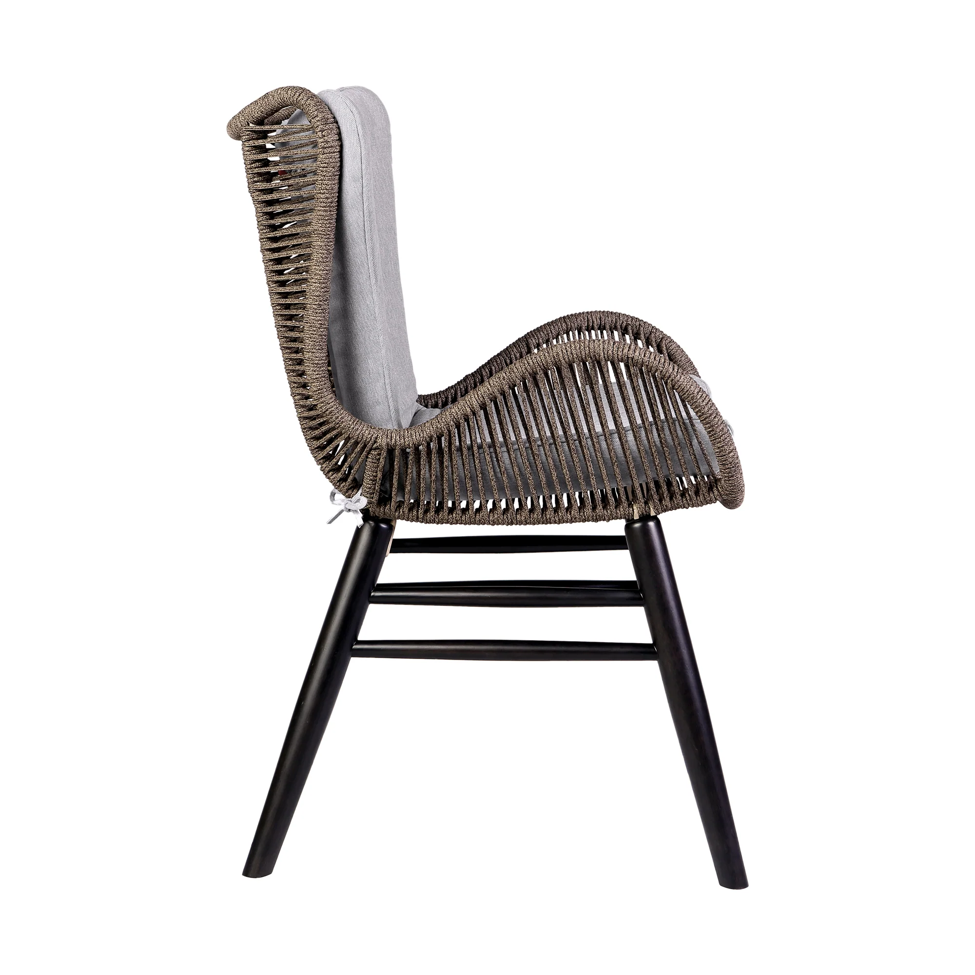 Fanny Outdoor Patio Dining Chair in Dark Eucalyptus Wood and Truffle Rope By Armen Living - Image 6