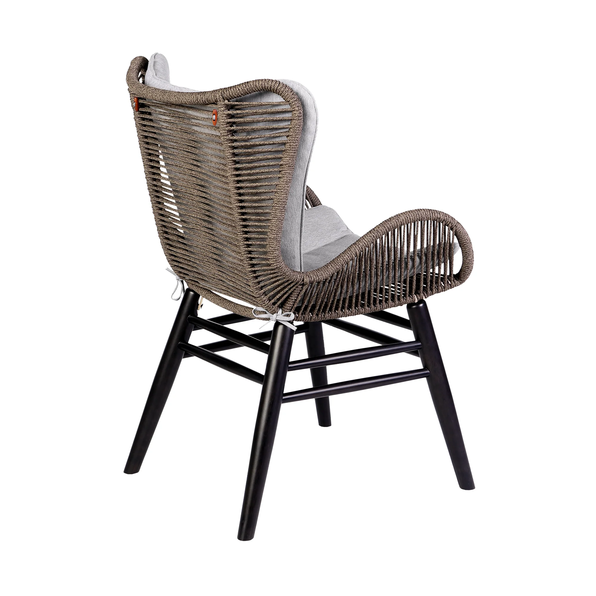 Fanny Outdoor Patio Dining Chair in Dark Eucalyptus Wood and Truffle Rope By Armen Living - Image 7