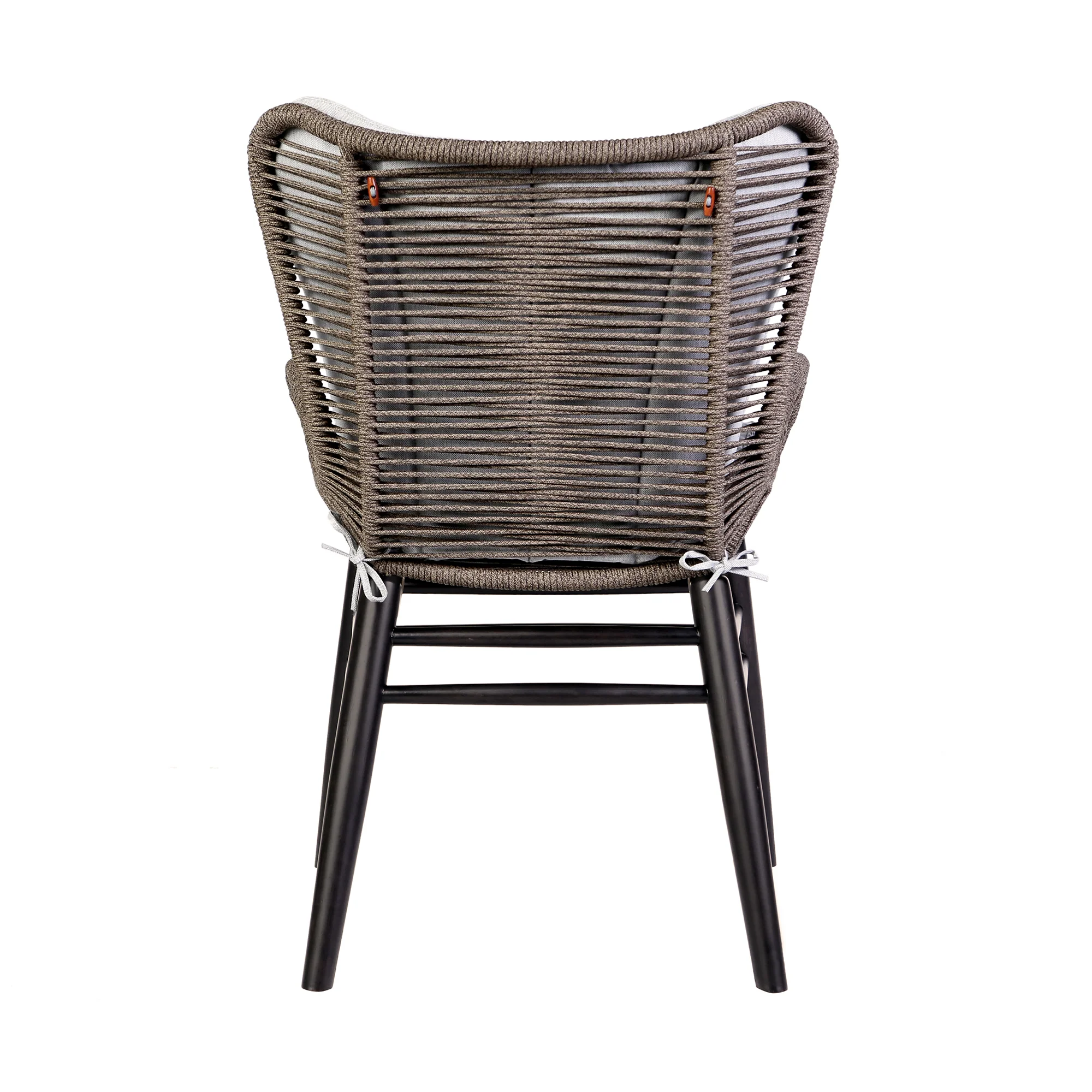 Fanny Outdoor Patio Dining Chair in Dark Eucalyptus Wood and Truffle Rope By Armen Living - Image 8