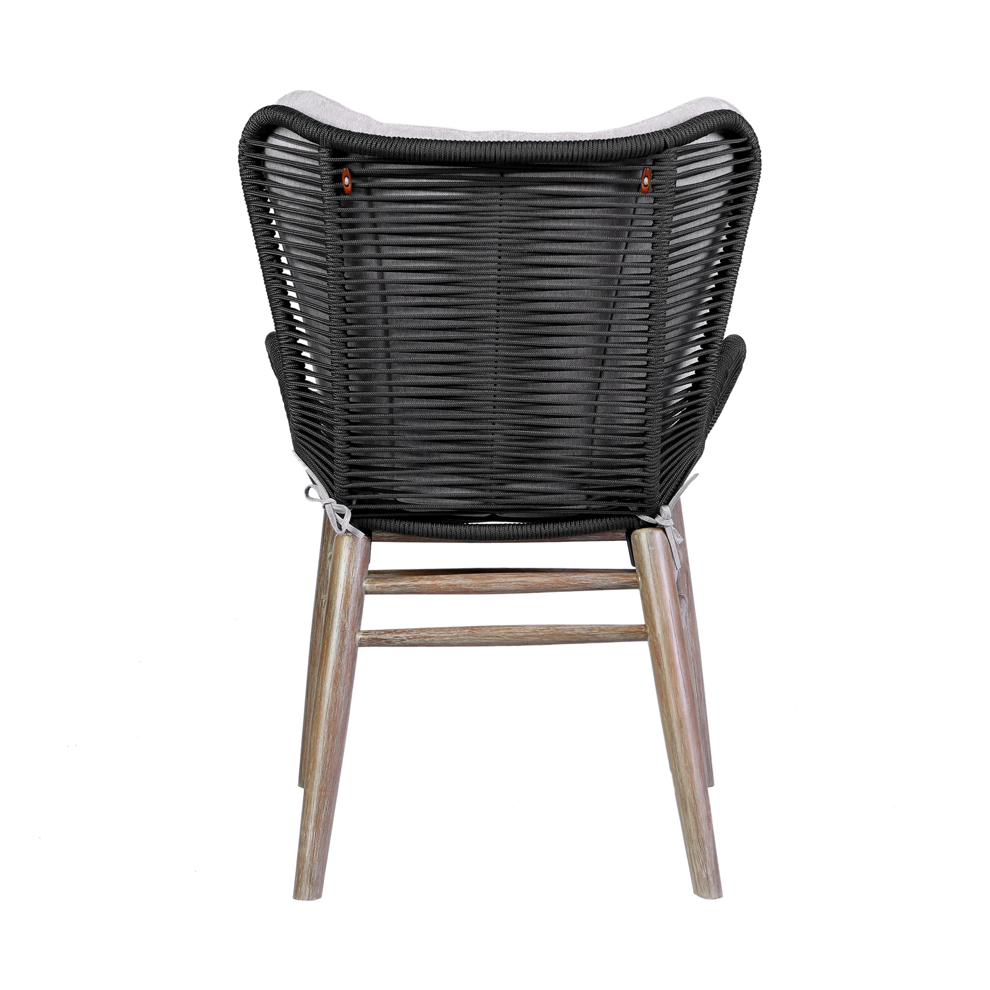 Fanny Outdoor Patio Dining Chair in Light Eucalyptus Wood and Charcoal Rope By Armen Living - Image 8