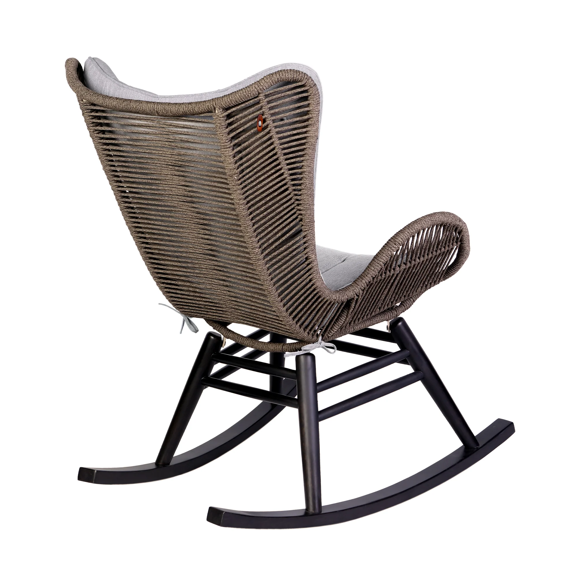 Fanny Outdoor Patio Rocking chair in Dark Eucalyptus Wood and Truffle Rope By Armen Living - Image 5