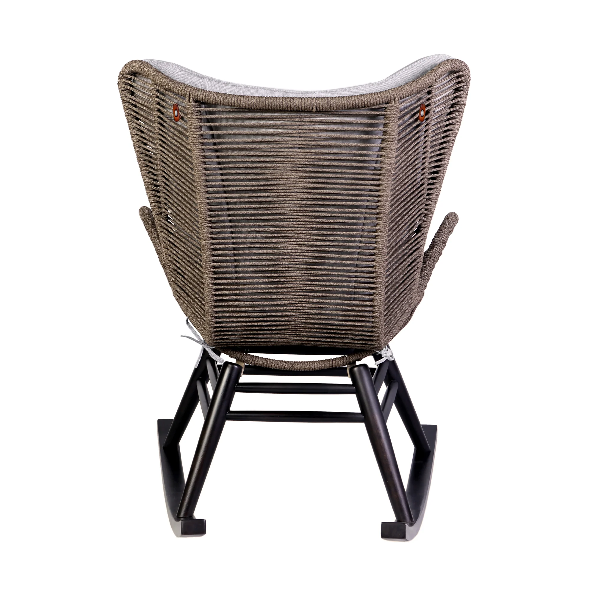 Fanny Outdoor Patio Rocking chair in Dark Eucalyptus Wood and Truffle Rope By Armen Living - Image 6