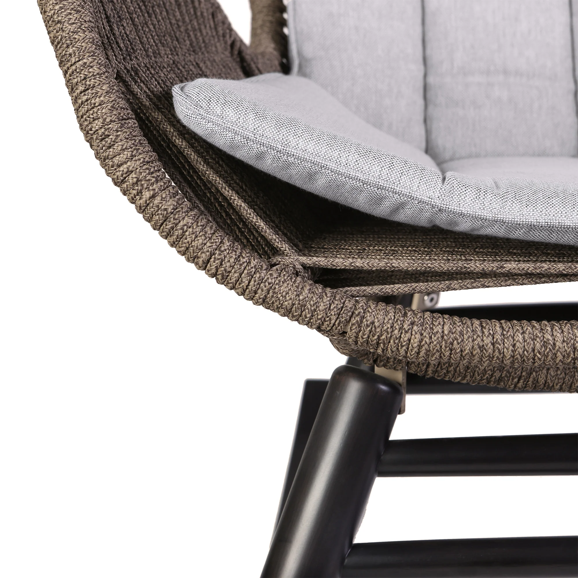 Fanny Outdoor Patio Rocking chair in Dark Eucalyptus Wood and Truffle Rope By Armen Living - Image 7