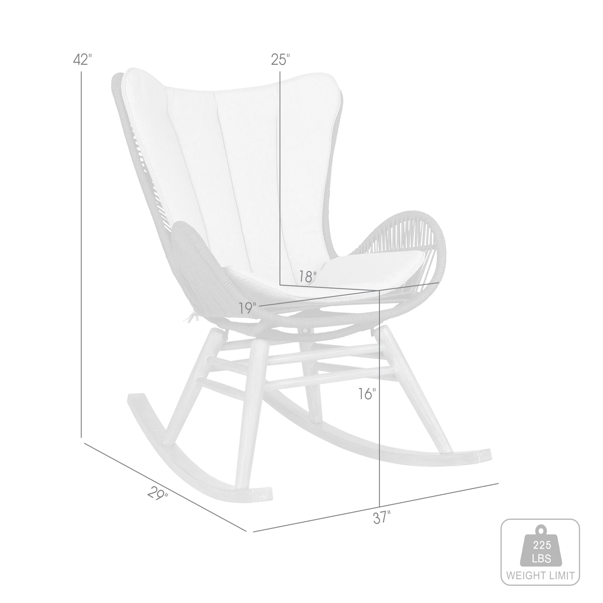 Fanny Outdoor Patio Rocking chair in Dark Eucalyptus Wood and Truffle Rope By Armen Living - Image 9