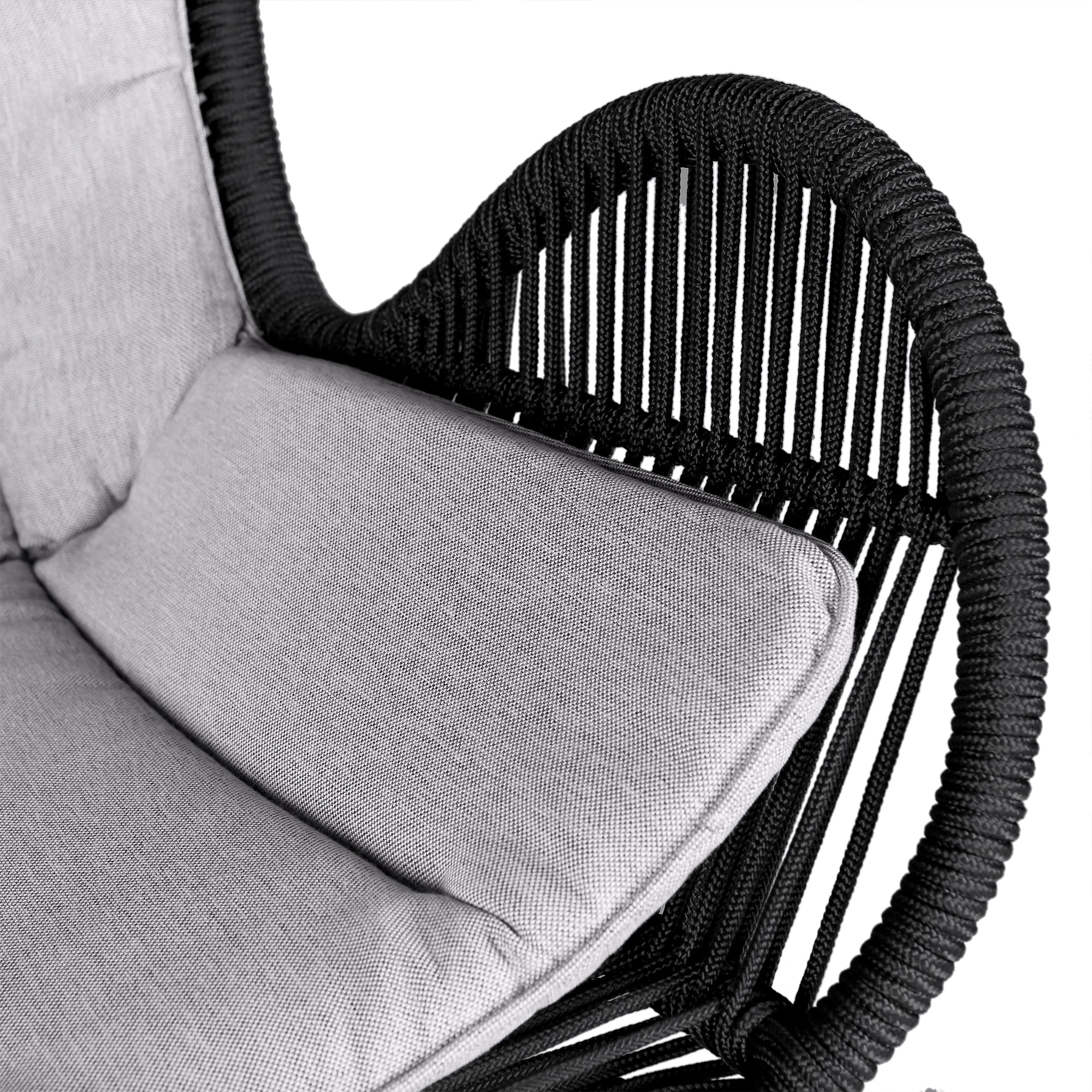 Fanny Outdoor Patio Rocking chair in Light Eucalyptus Wood and Charcoal Rope By Armen Living - Image 10