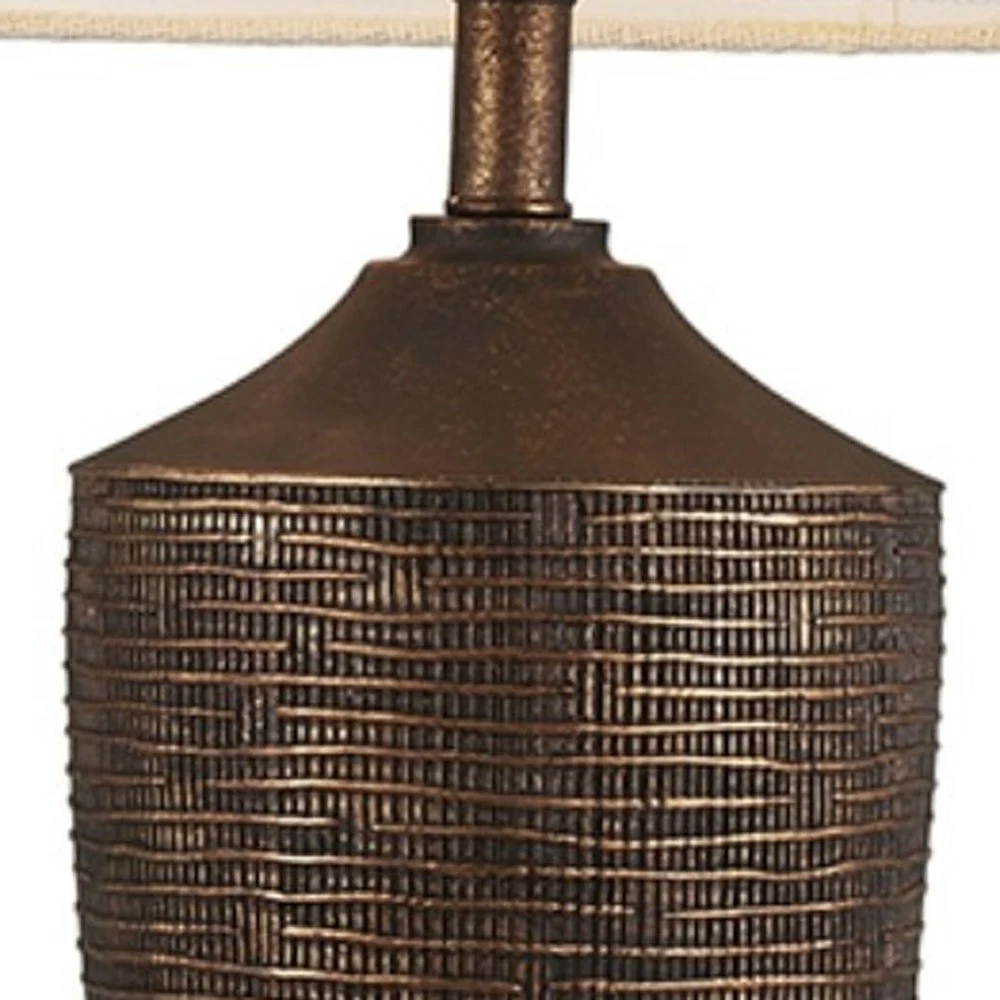 Fantastic Rustic Ribbed Bronze Table Lamp By Homeroots - Image 3