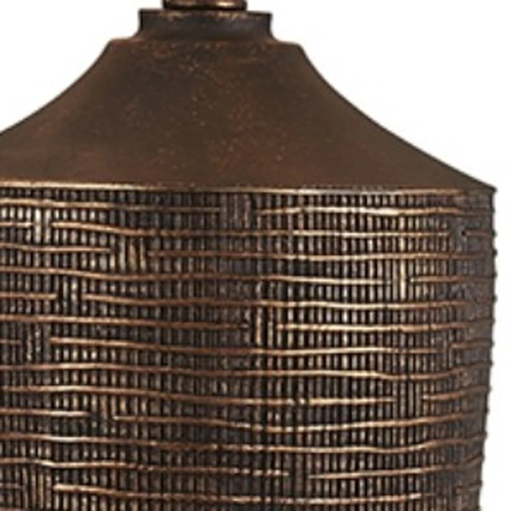 Fantastic Rustic Ribbed Bronze Table Lamp By Homeroots - Image 4